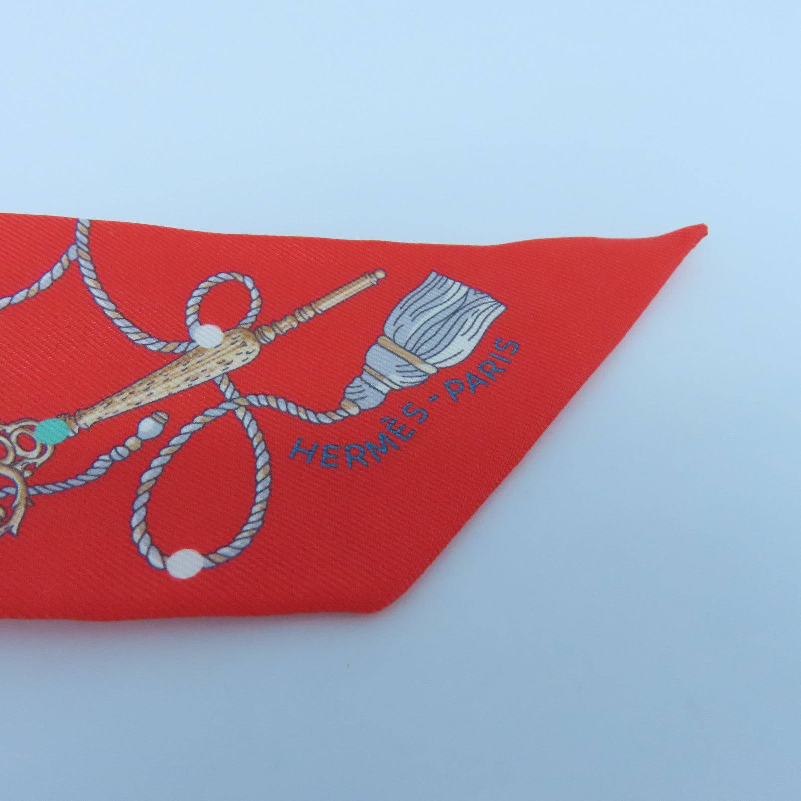HERMES 絲質Twilly絲巾紅色/彩色