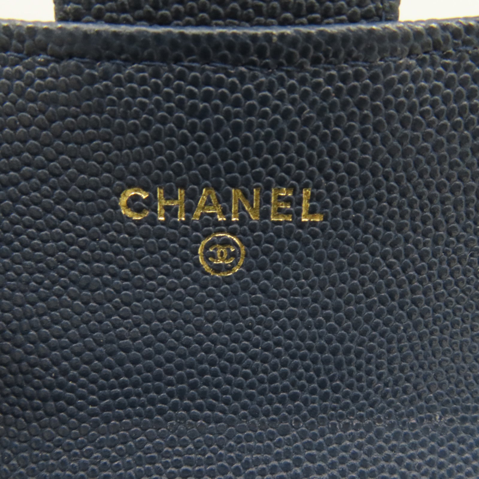 CHANEL 菱格Caviar皮革Wallet銀扣錢包藍色