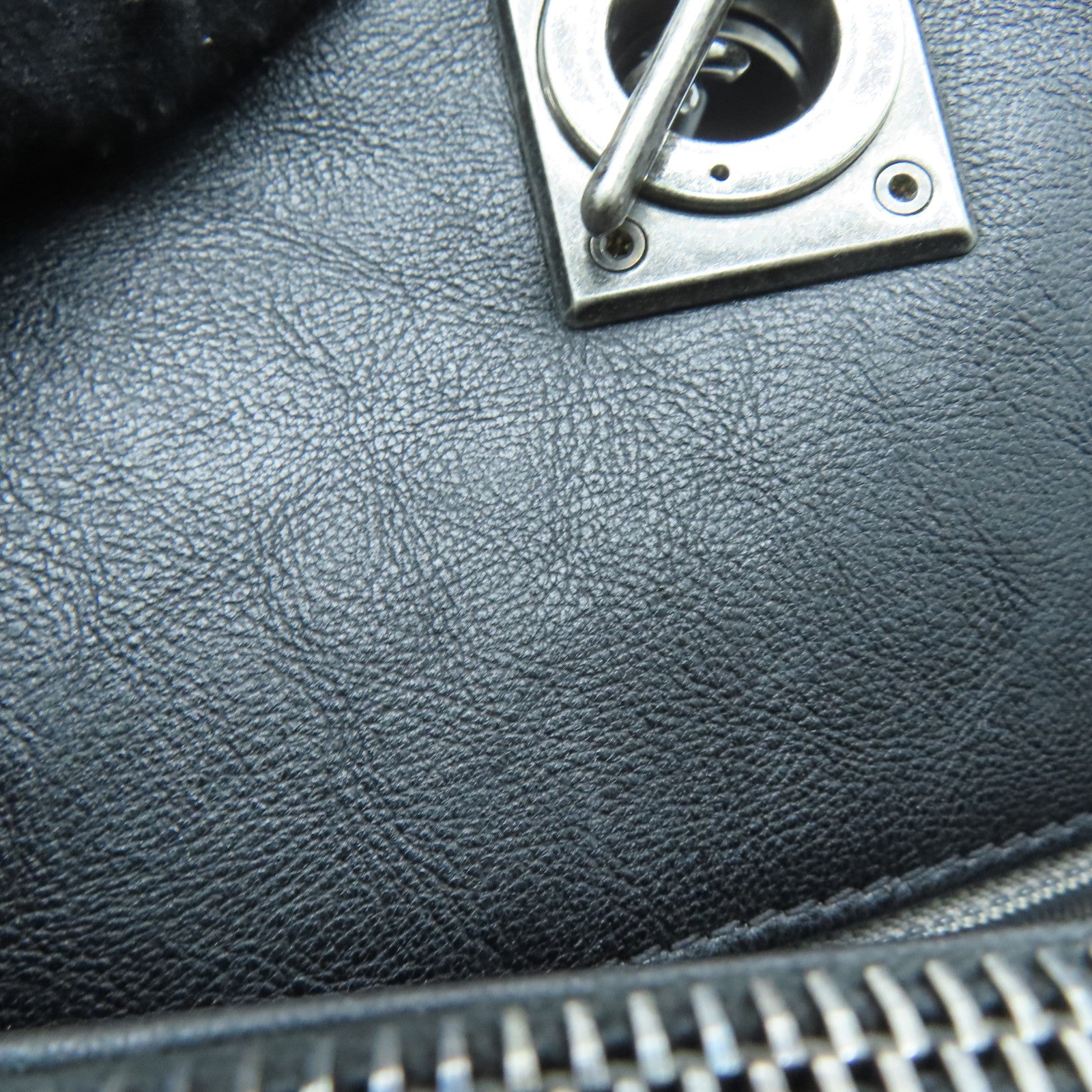 CHANEL [Sharp Discount] Twill Cowhide Leather 2 Way Shoulder Silver Buckle Handle Shoulder Back Dual-purpose Bag Black