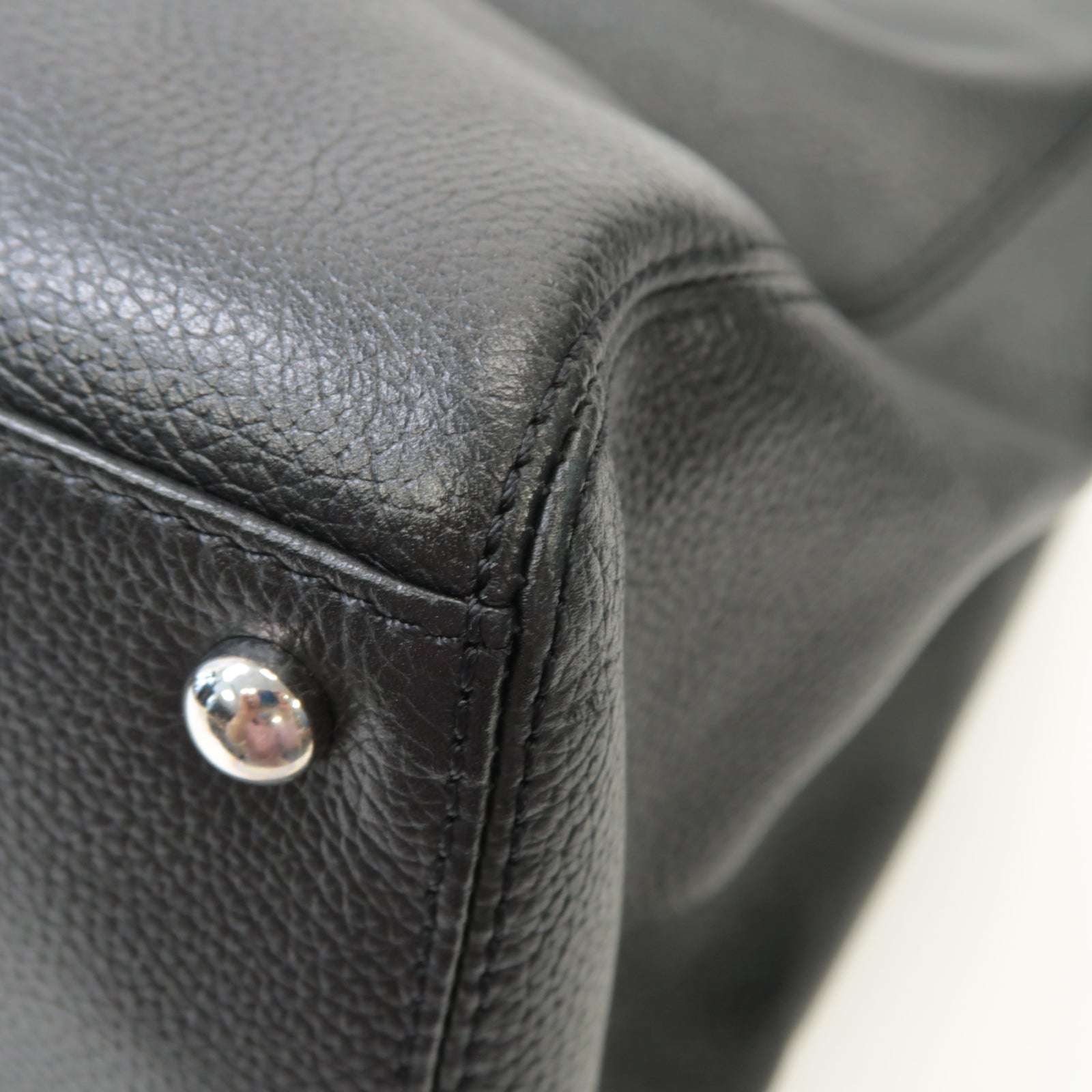 CHANEL 牛皮皮革2 Way Shoulder銀扣手挽肩背兩用袋黑色