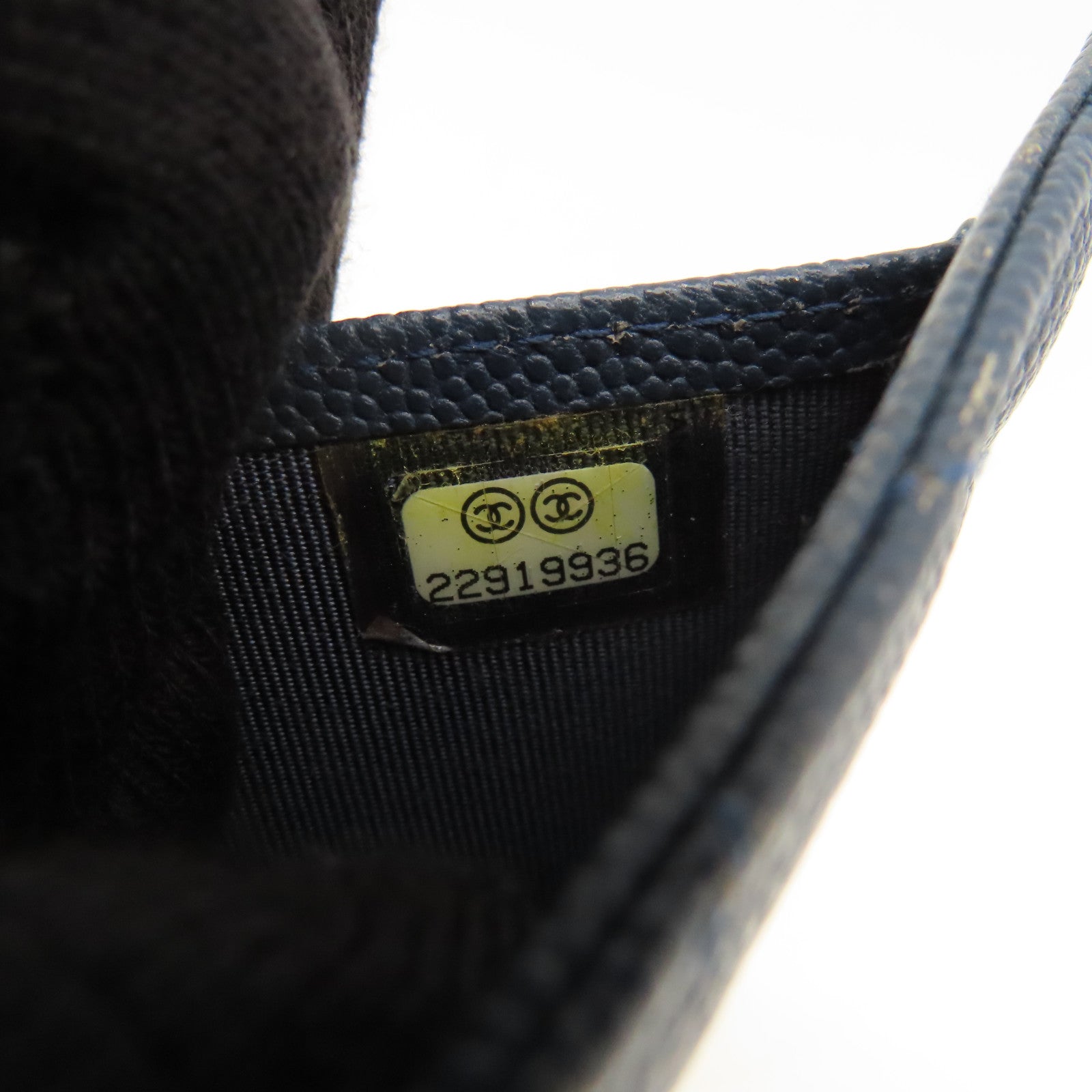 CHANEL 菱格Caviar皮革Wallet銀扣錢包藍色