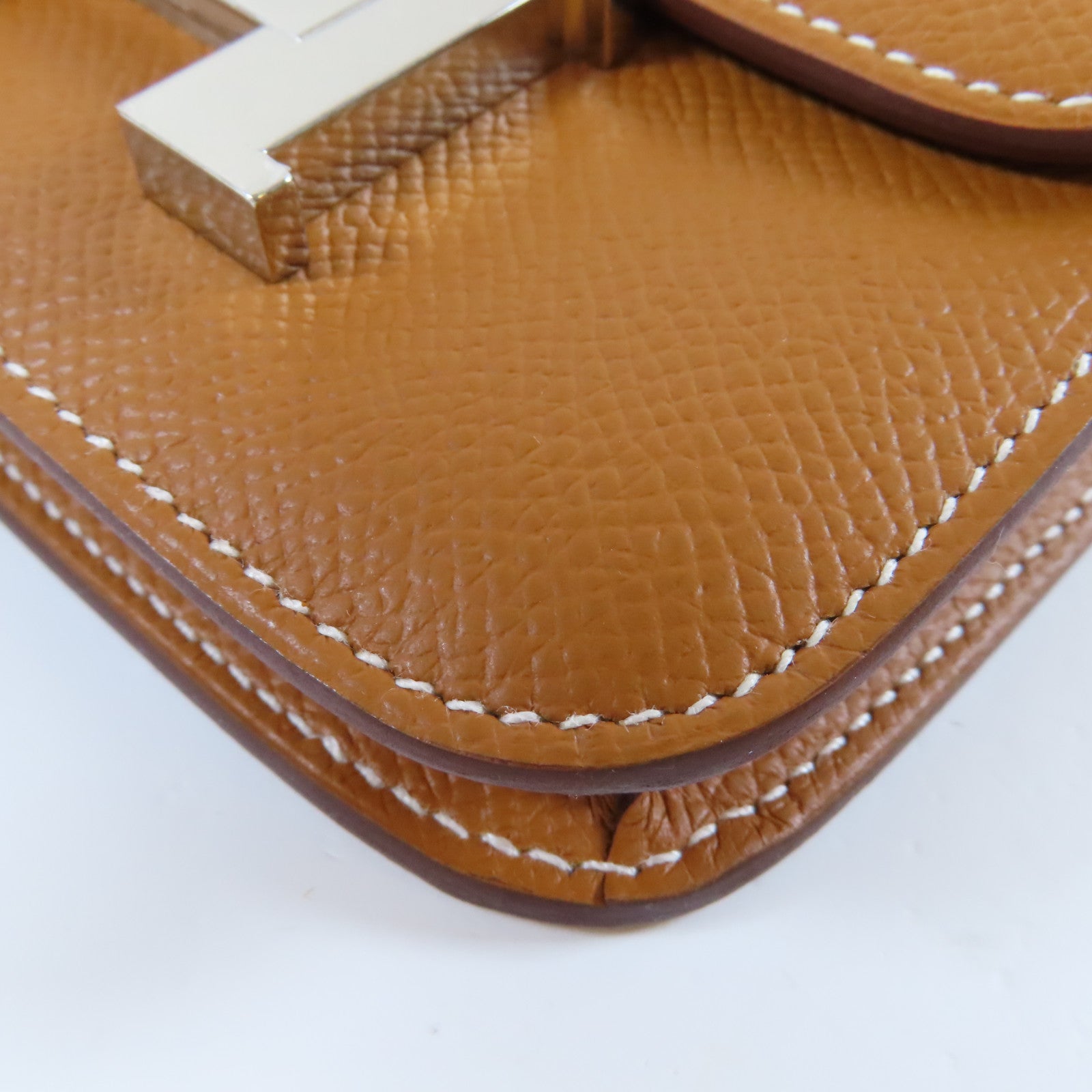 HERMES Epsom皮革Constance Slim銀扣錢包Gold經典駝色