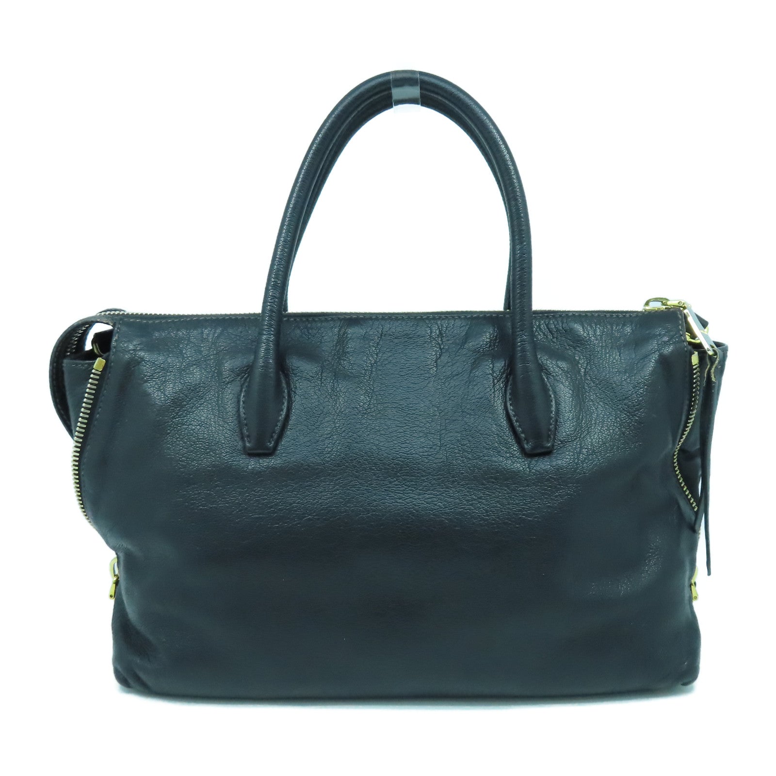 Miu Miu 牛皮皮革2 Way Shoulder金扣手挽肩背兩用袋黑色