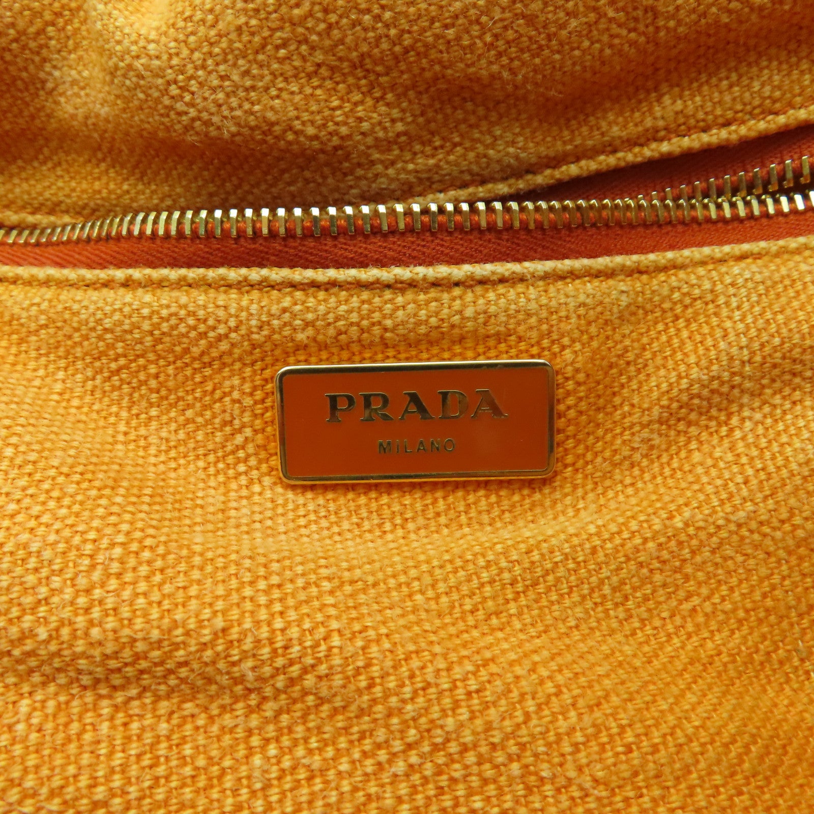 PRADA 帆布Hand Bag金扣手挽袋橙色