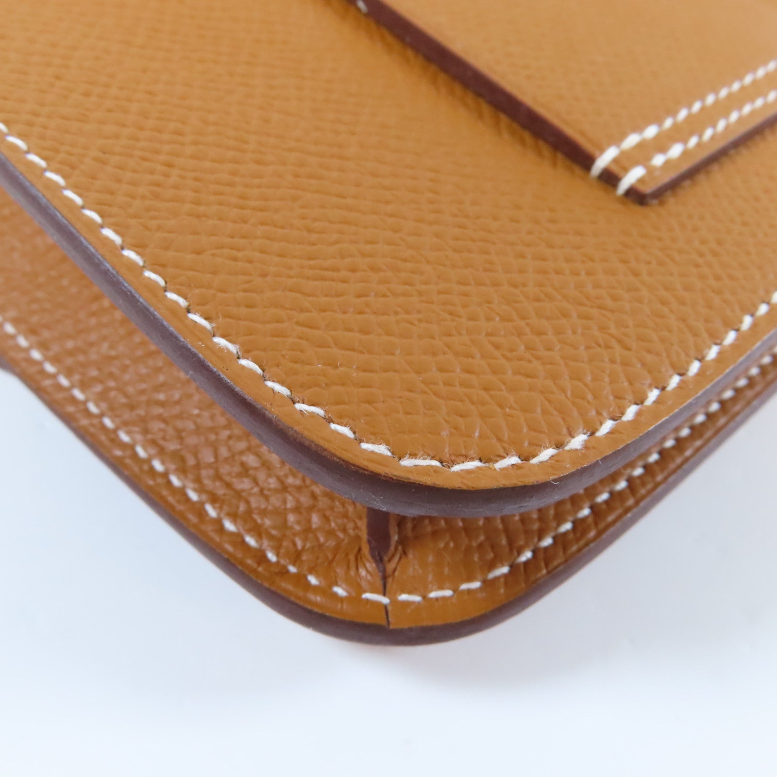 HERMES Epsom皮革Constance Slim銀扣錢包Gold經典駝色