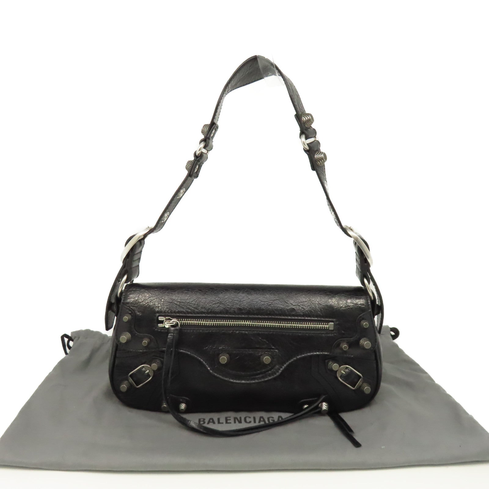 BALENCIAGA 牛皮皮革Le Cagole Small Sling Bag銀扣肩背袋黑色