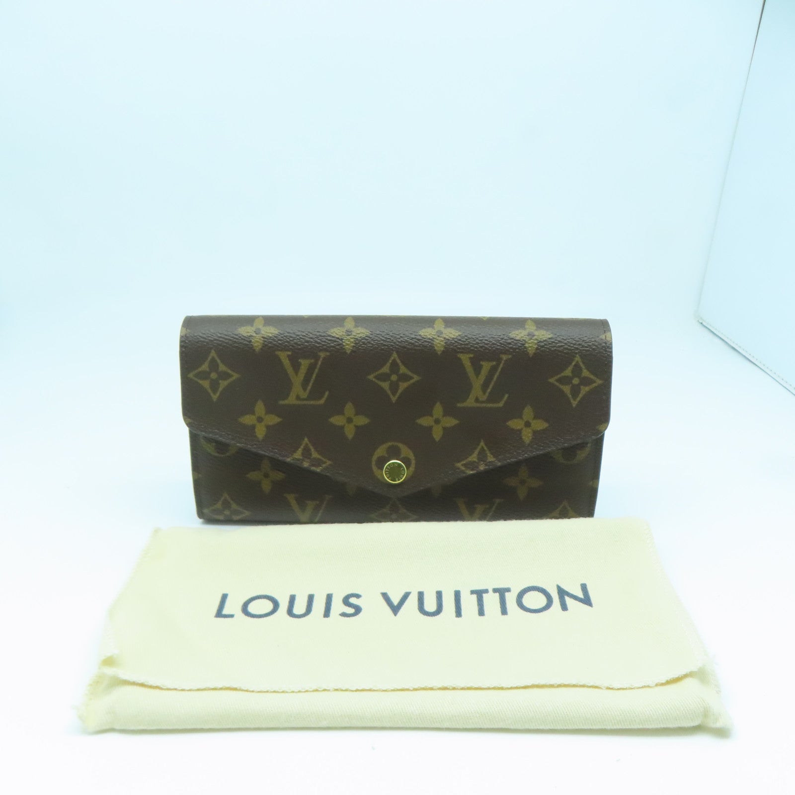 LOUIS VUITTON Monogram Sarah金扣長錢包棕色