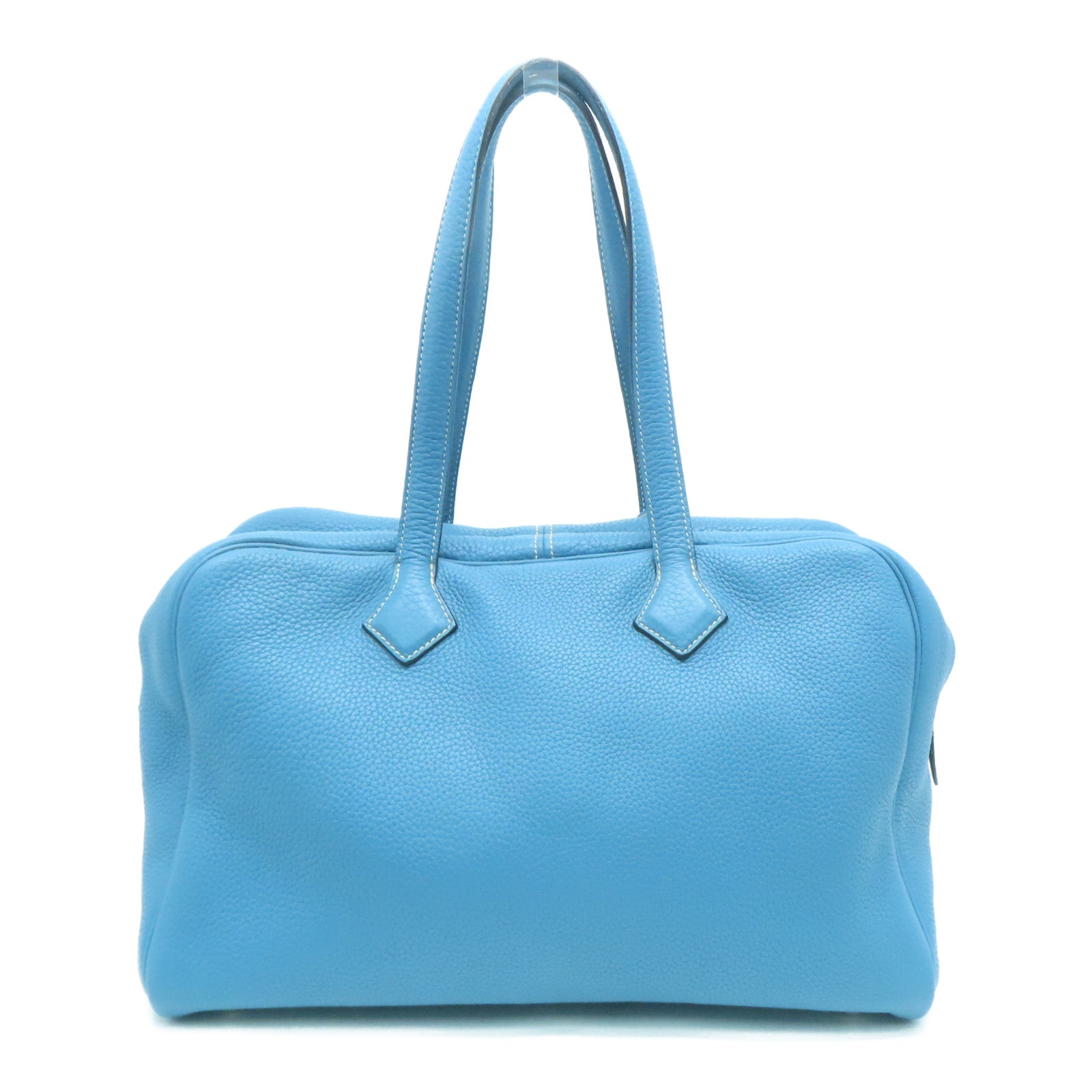 HERMES 【激減優惠】Clemence皮革Victoria 35銀扣肩背袋藍色