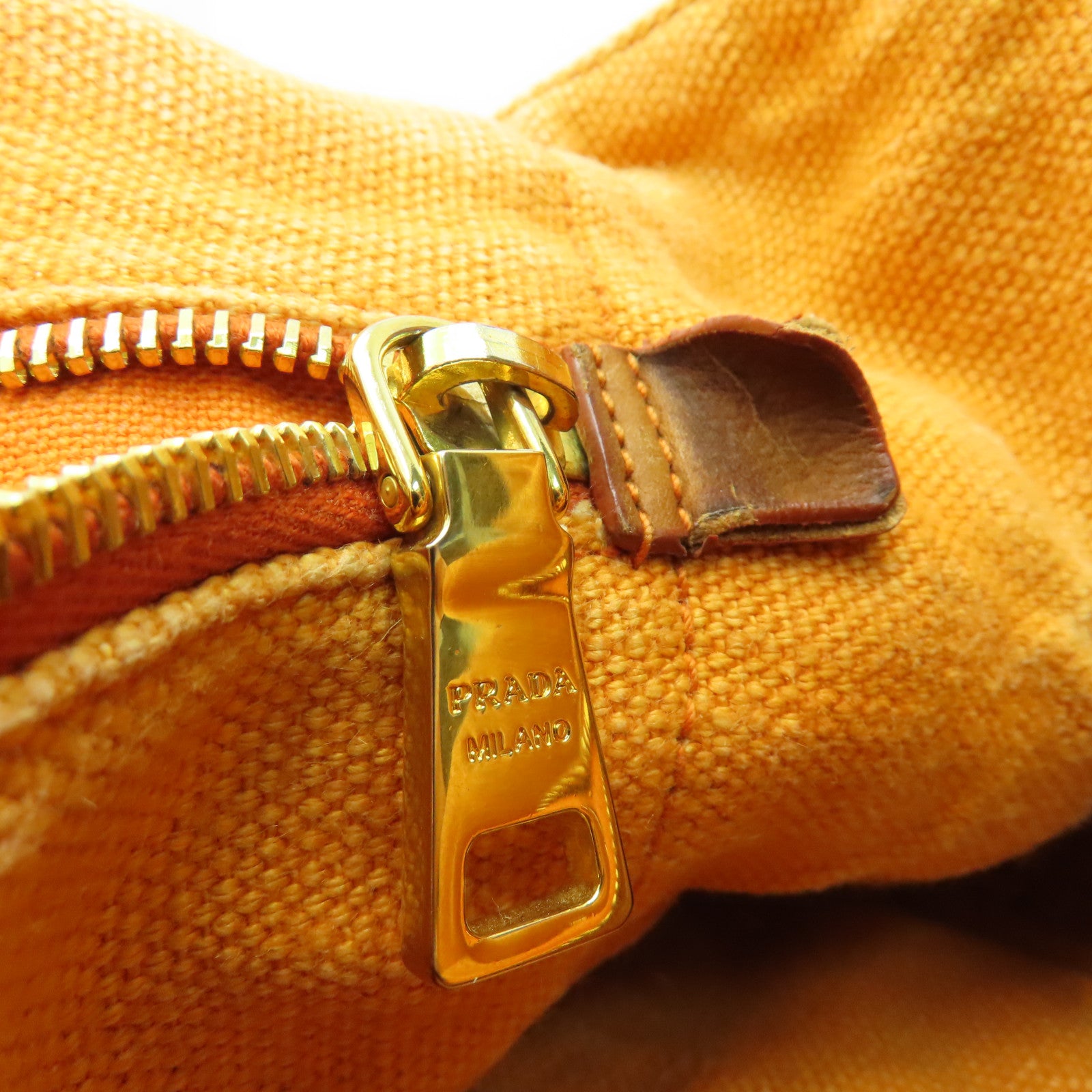PRADA 帆布Hand Bag金扣手挽袋橙色
