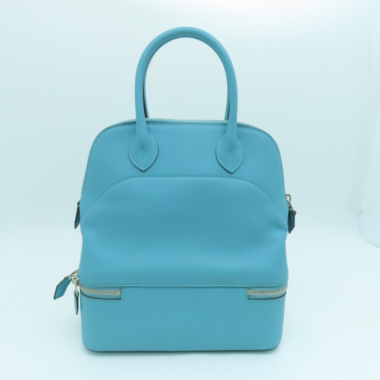 HERMES Swift皮革Bolide Secret銀扣手挽袋聖西爾藍色