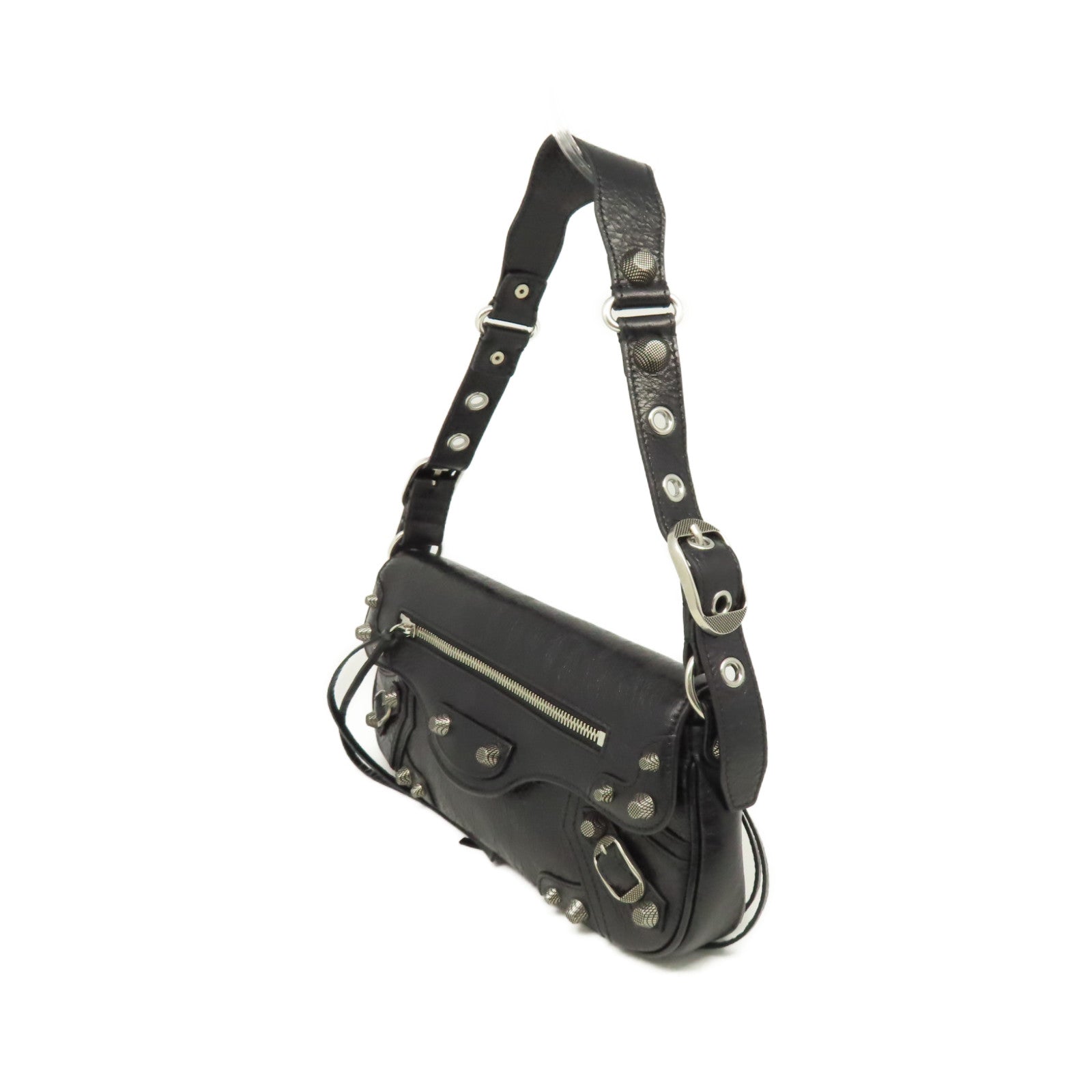 BALENCIAGA 牛皮皮革Le Cagole Small Sling Bag銀扣肩背袋黑色
