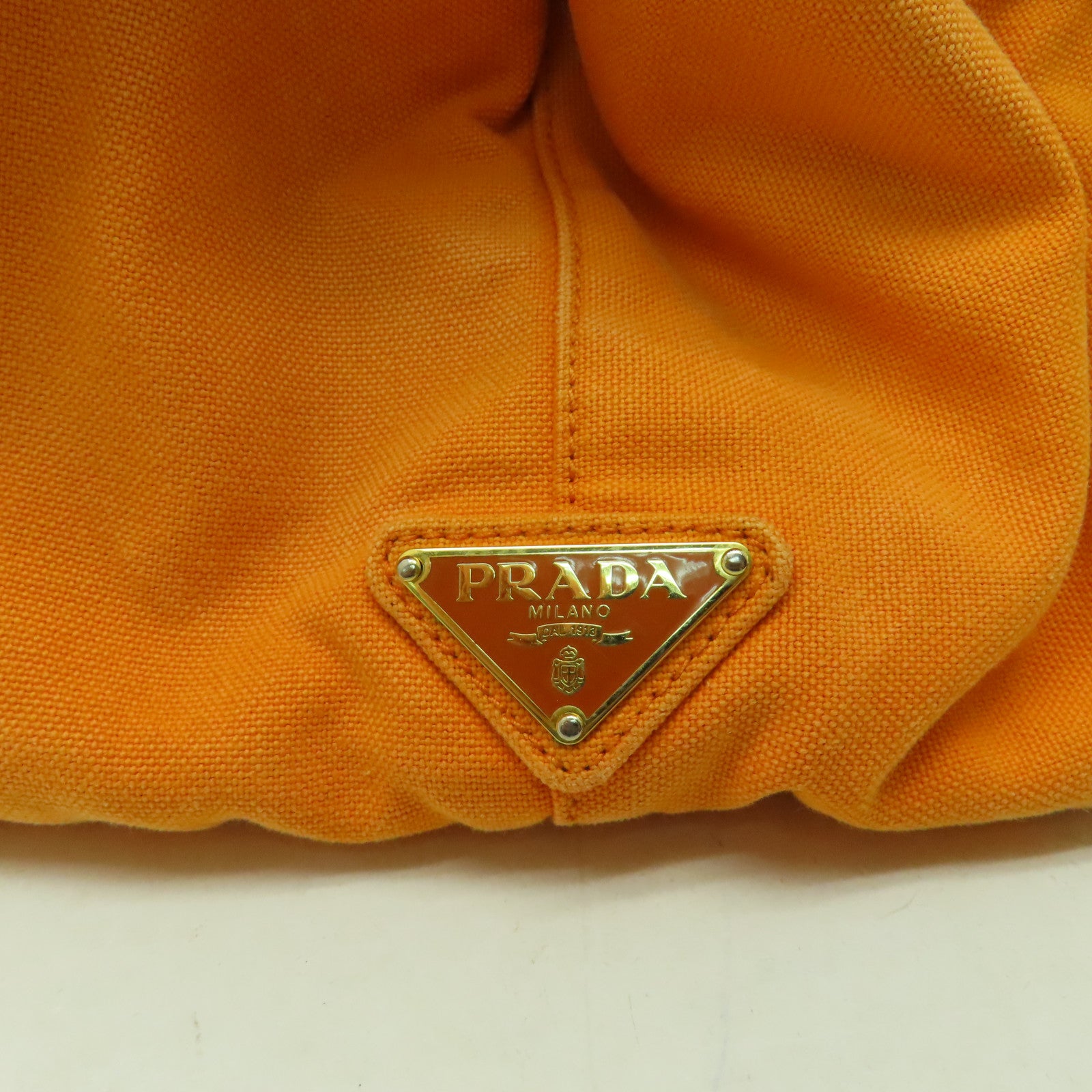 PRADA 帆布Hand Bag金扣手挽袋橙色