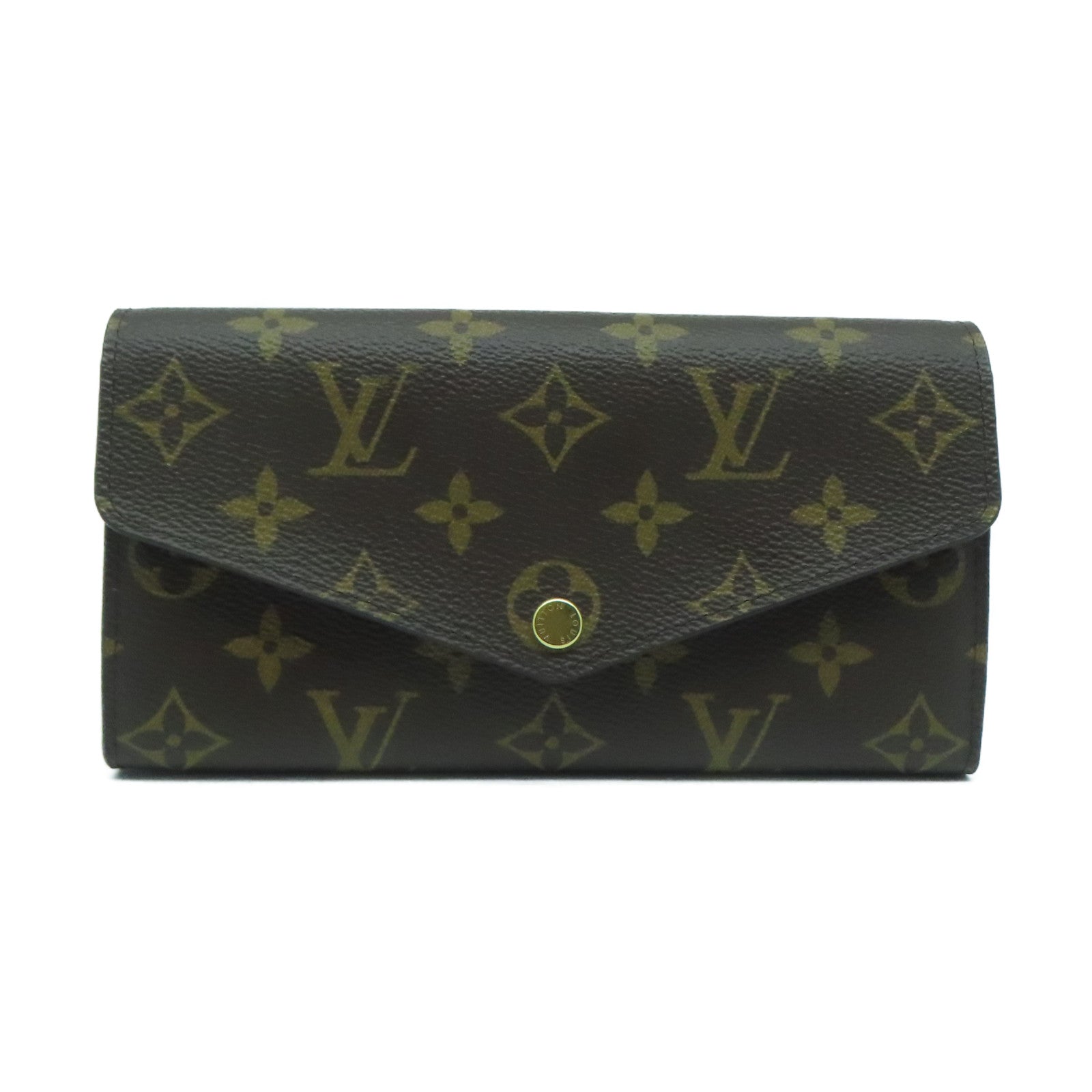 LOUIS VUITTON Monogram Sarah金扣長錢包棕色