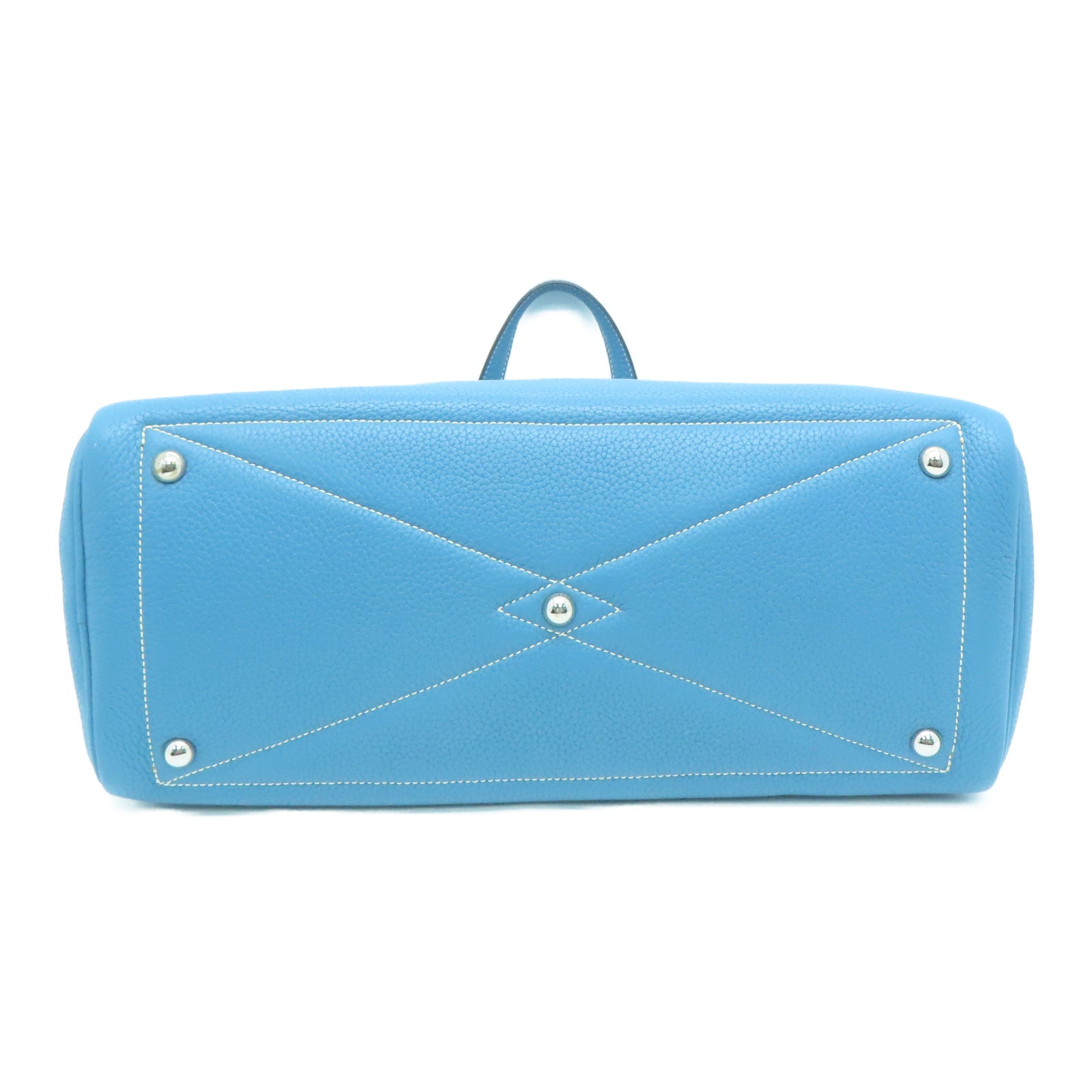 HERMES 【激減優惠】Clemence皮革Victoria 35銀扣肩背袋藍色
