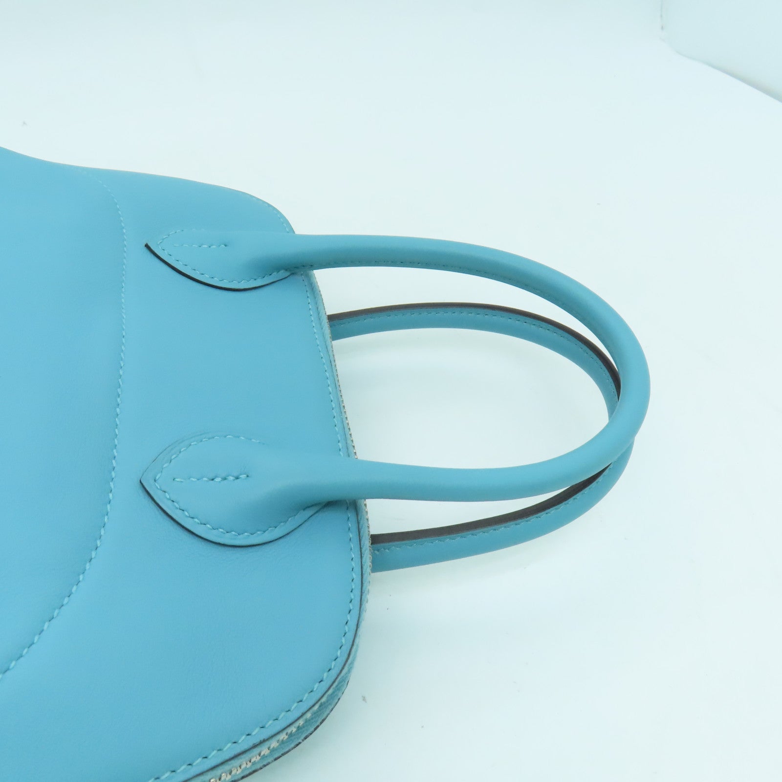 HERMES Swift皮革Bolide Secret銀扣手挽袋聖西爾藍色