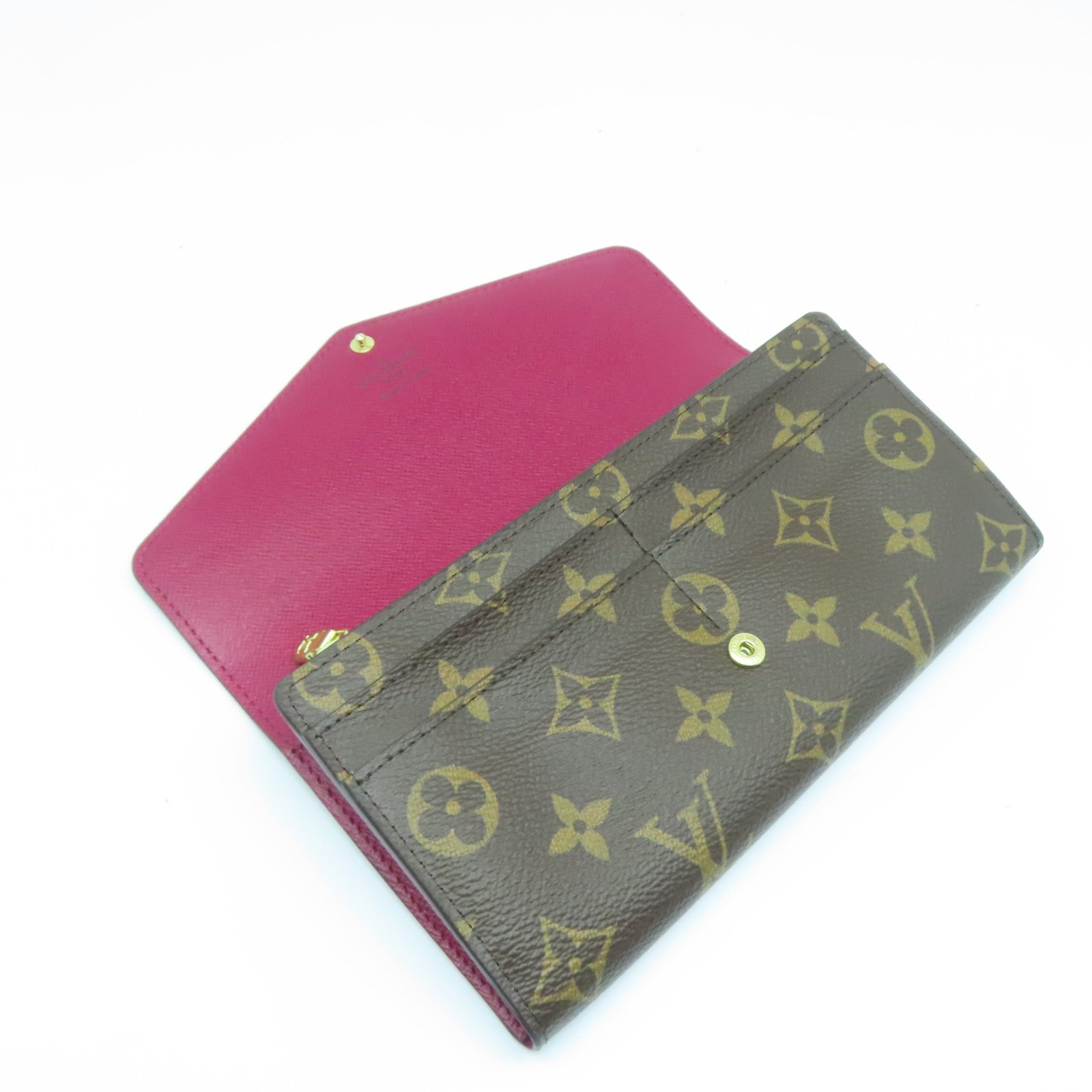 LOUIS VUITTON Monogram Sarah金扣長錢包棕色