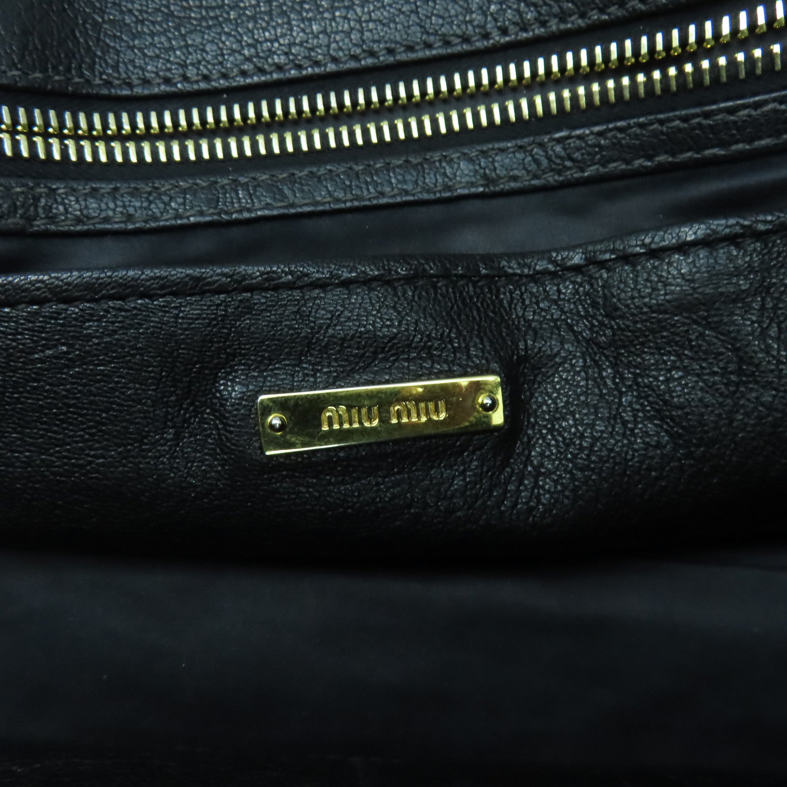 Miu Miu 牛皮皮革2 Way Shoulder金扣手挽肩背兩用袋黑色