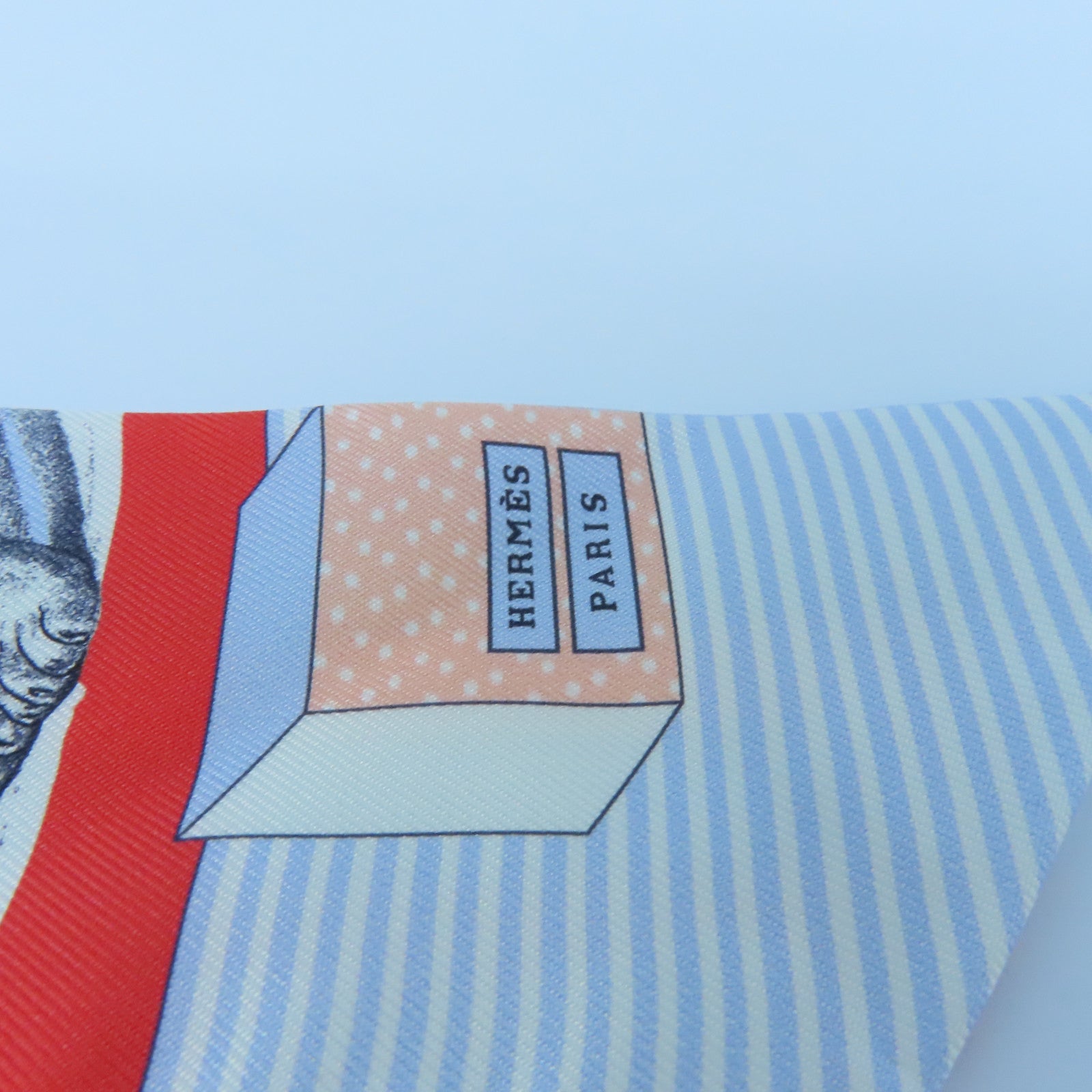 HERMES Silk Twilly Scarf Light Blue/Pink/Red