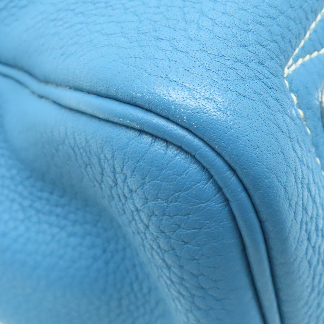 HERMES 【激減優惠】Clemence皮革Victoria 35銀扣肩背袋藍色