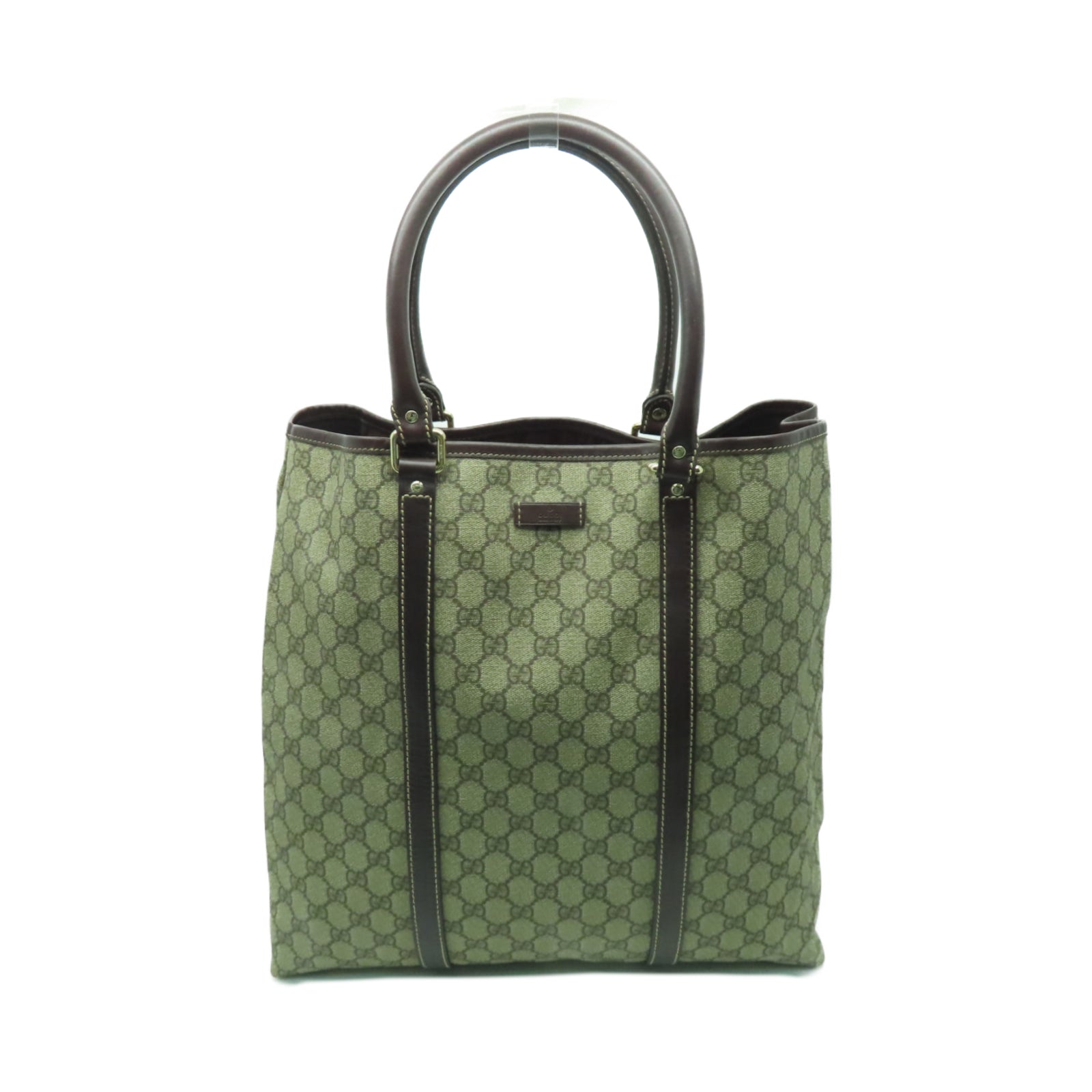 GUCCI 塗層帆布Tote Bag金扣手挽袋棕色