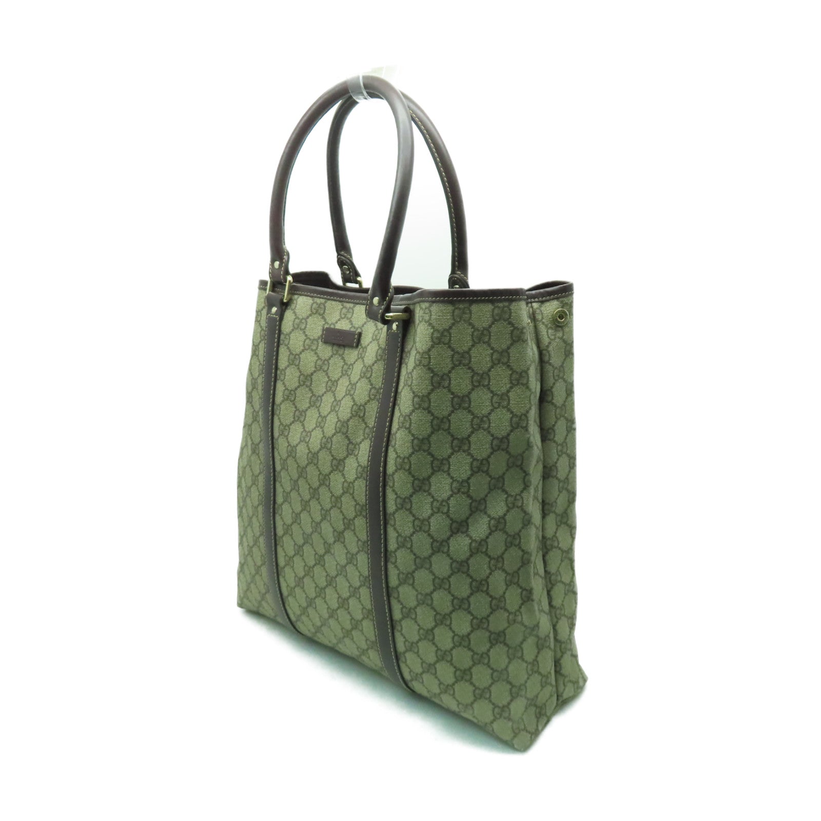 GUCCI 塗層帆布Tote Bag金扣手挽袋棕色
