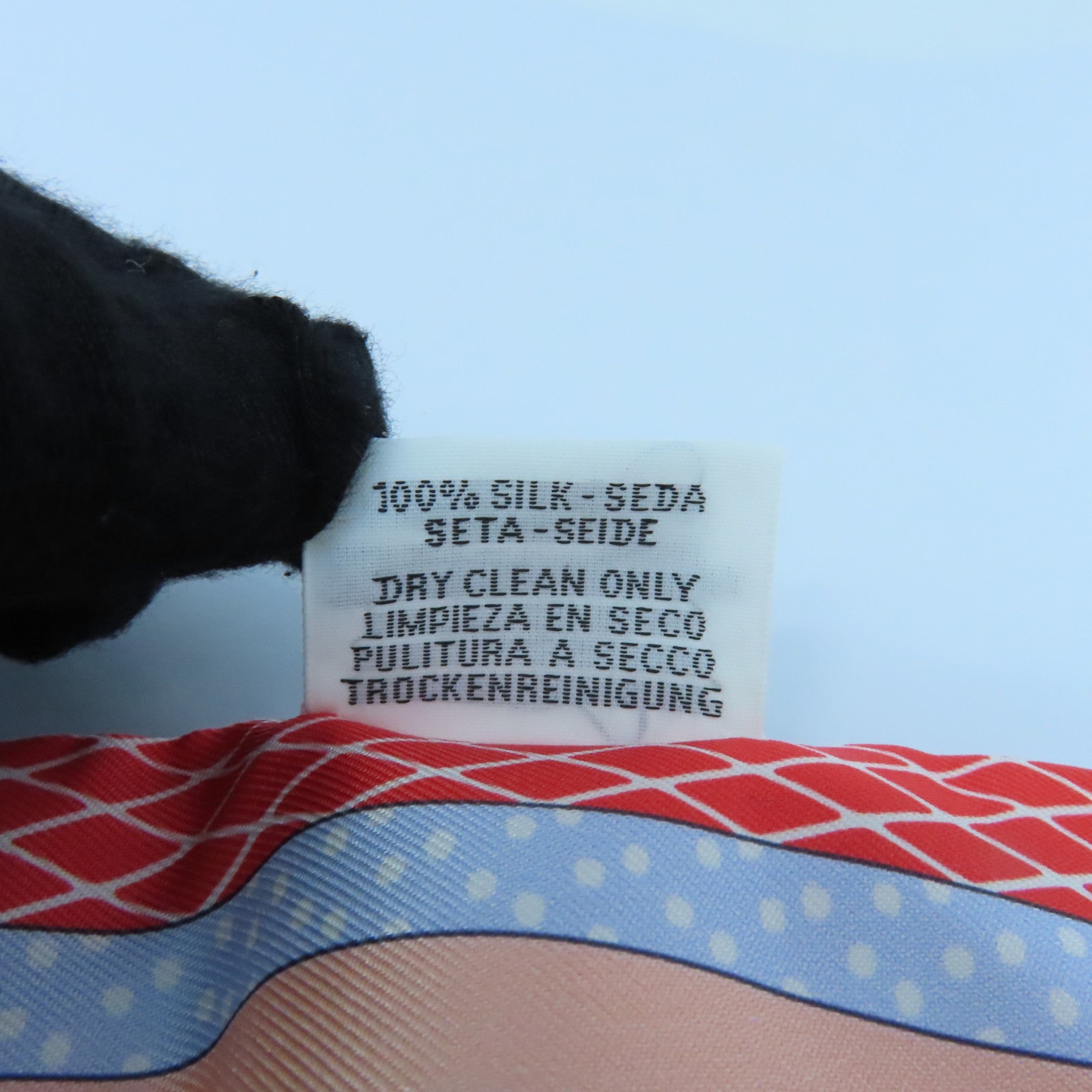 HERMES Silk Twilly Scarf Light Blue/Pink/Red