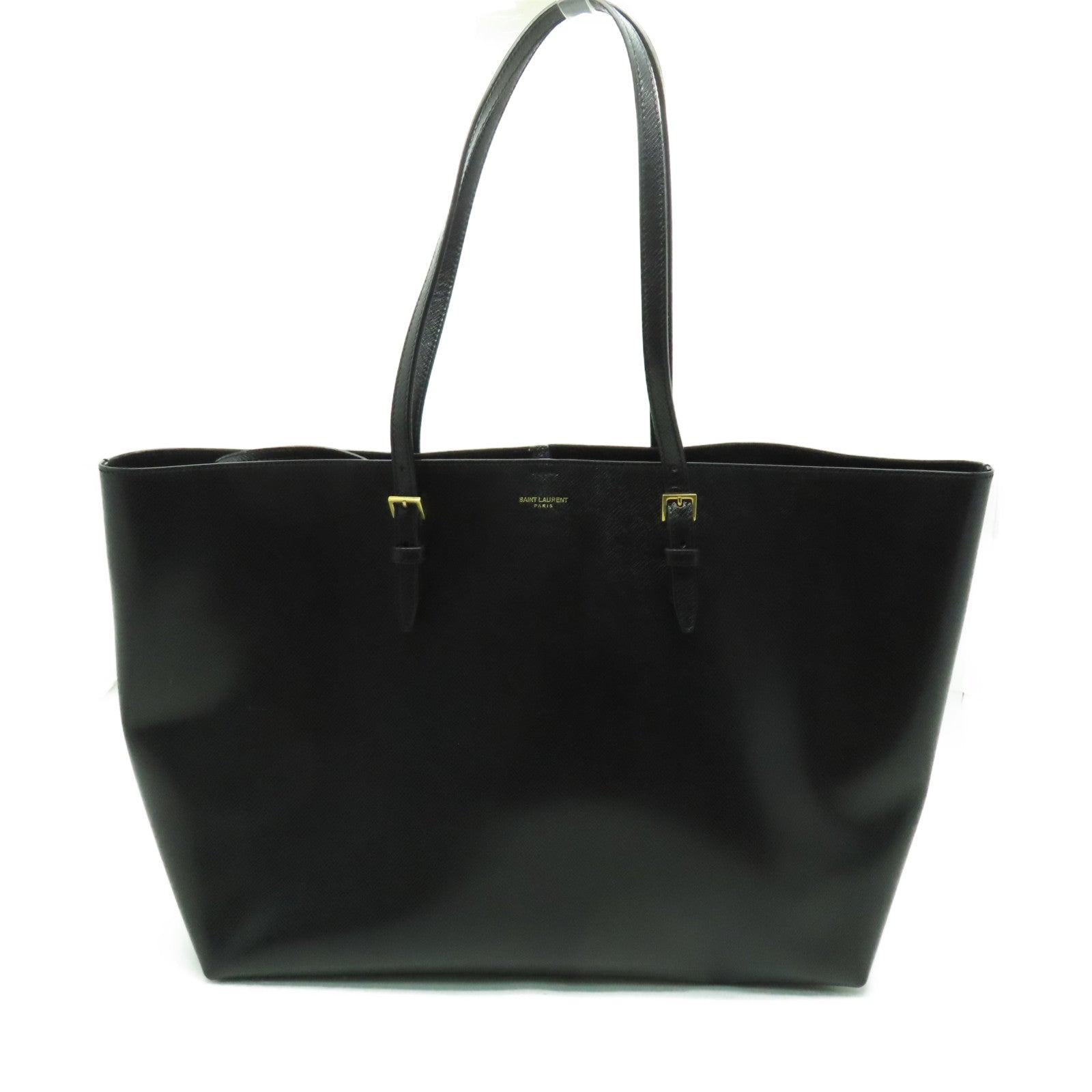 SAINT LAURENT 牛皮皮革Tote Bag金扣手挽袋黑色