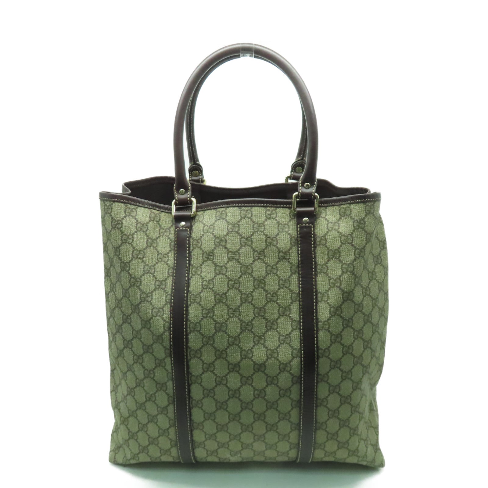GUCCI 塗層帆布Tote Bag金扣手挽袋棕色