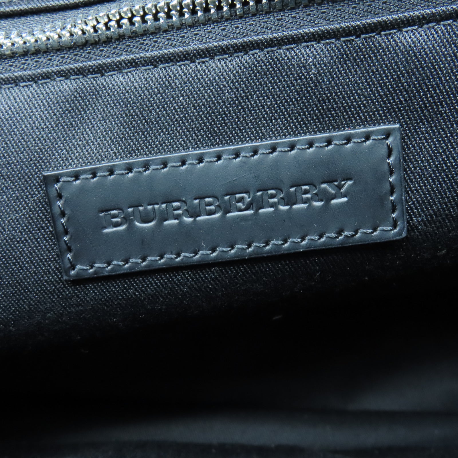 BURBERRY 塗層帆布Shoulder Bag銀扣肩背袋黑色/藍色