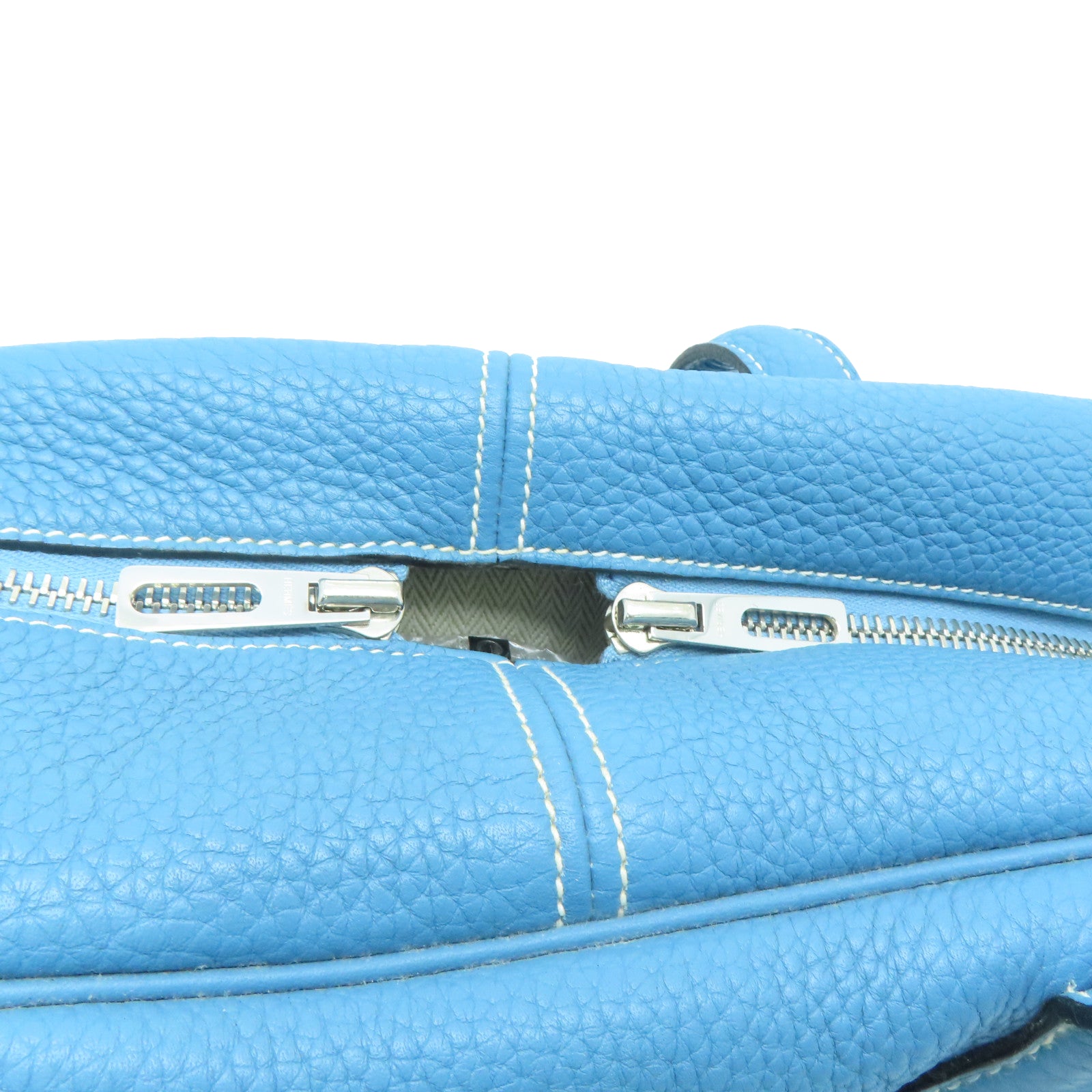 HERMES 【激減優惠】Clemence皮革Victoria 35銀扣肩背袋藍色