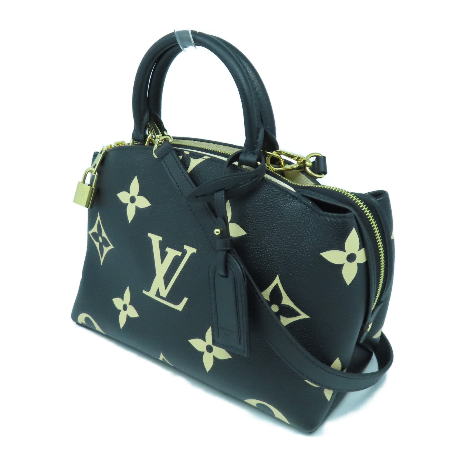 LOUIS VUITTON Monogram Empreinte Petit Palais金扣手挽肩背兩用袋黑色/米色