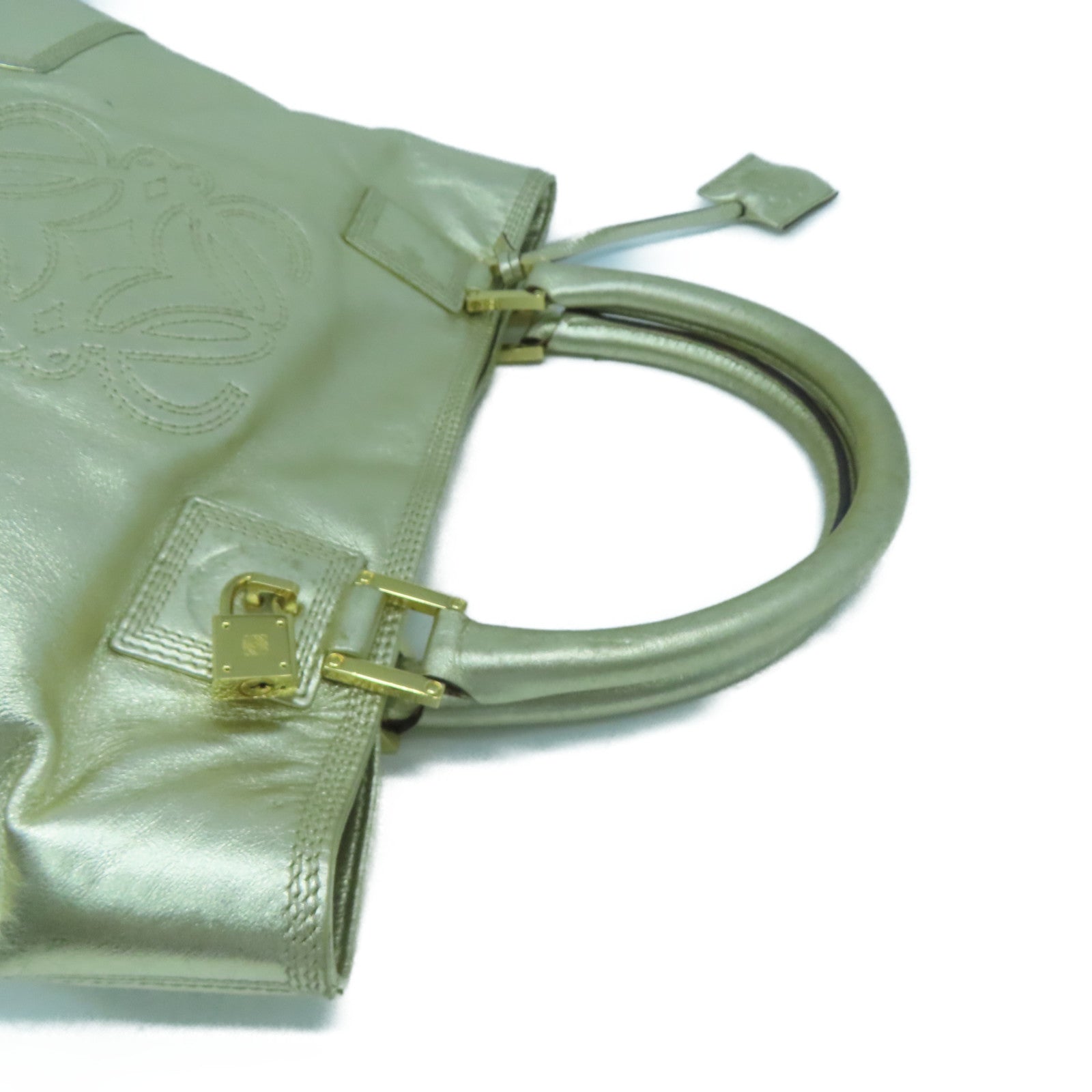 LOEWE 羊皮皮革Hand Bag金扣手挽袋金色