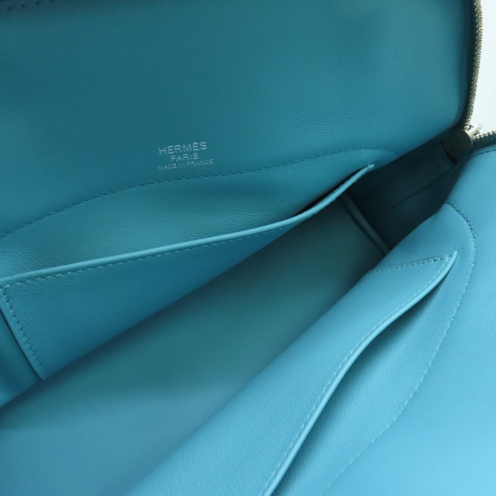 HERMES Swift皮革Bolide Secret銀扣手挽袋聖西爾藍色