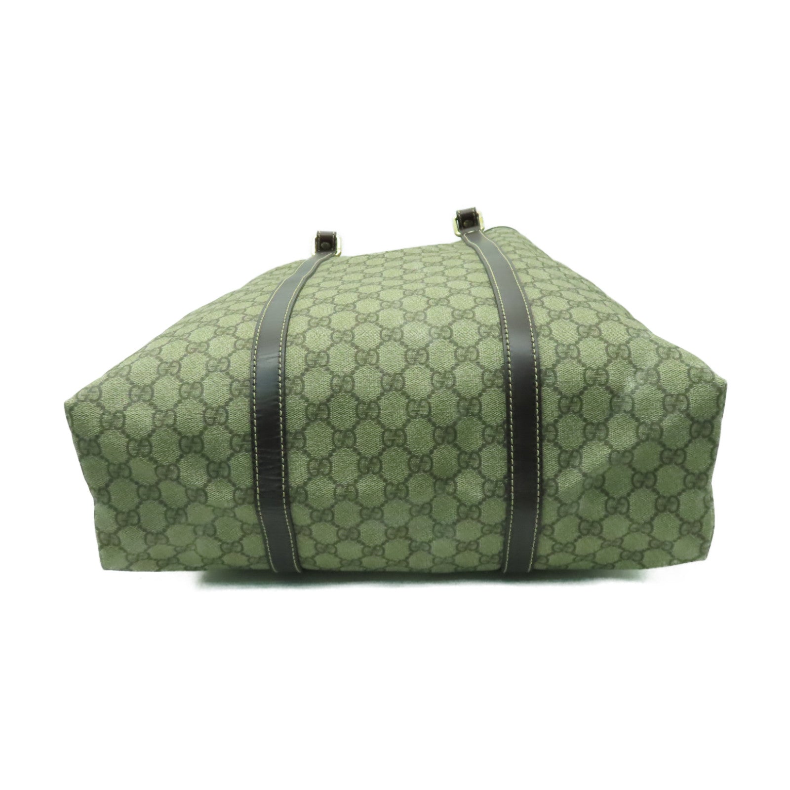GUCCI 塗層帆布Tote Bag金扣手挽袋棕色