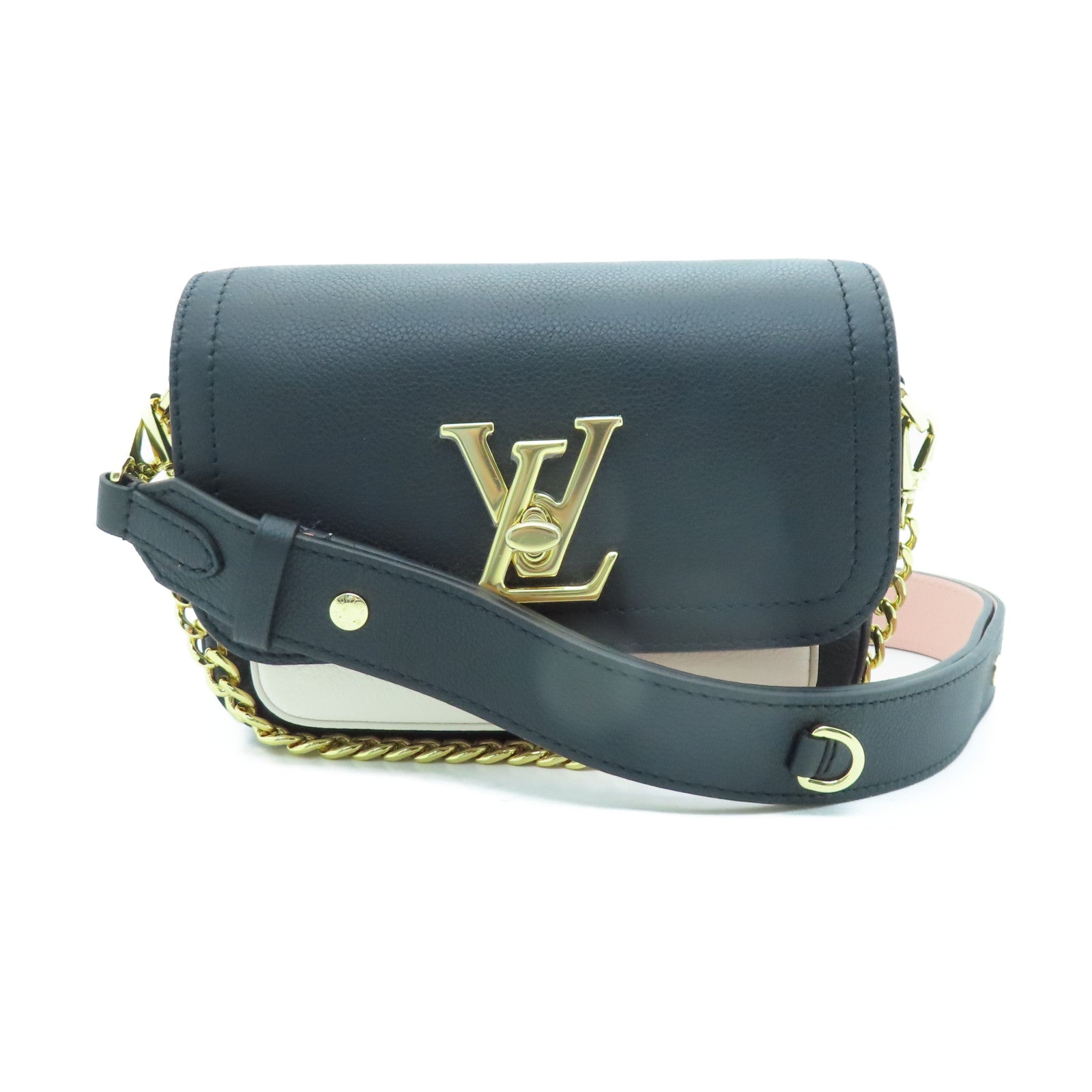 LOUIS VUITTON 牛皮皮革Lockme Tender金扣肩背袋黑色