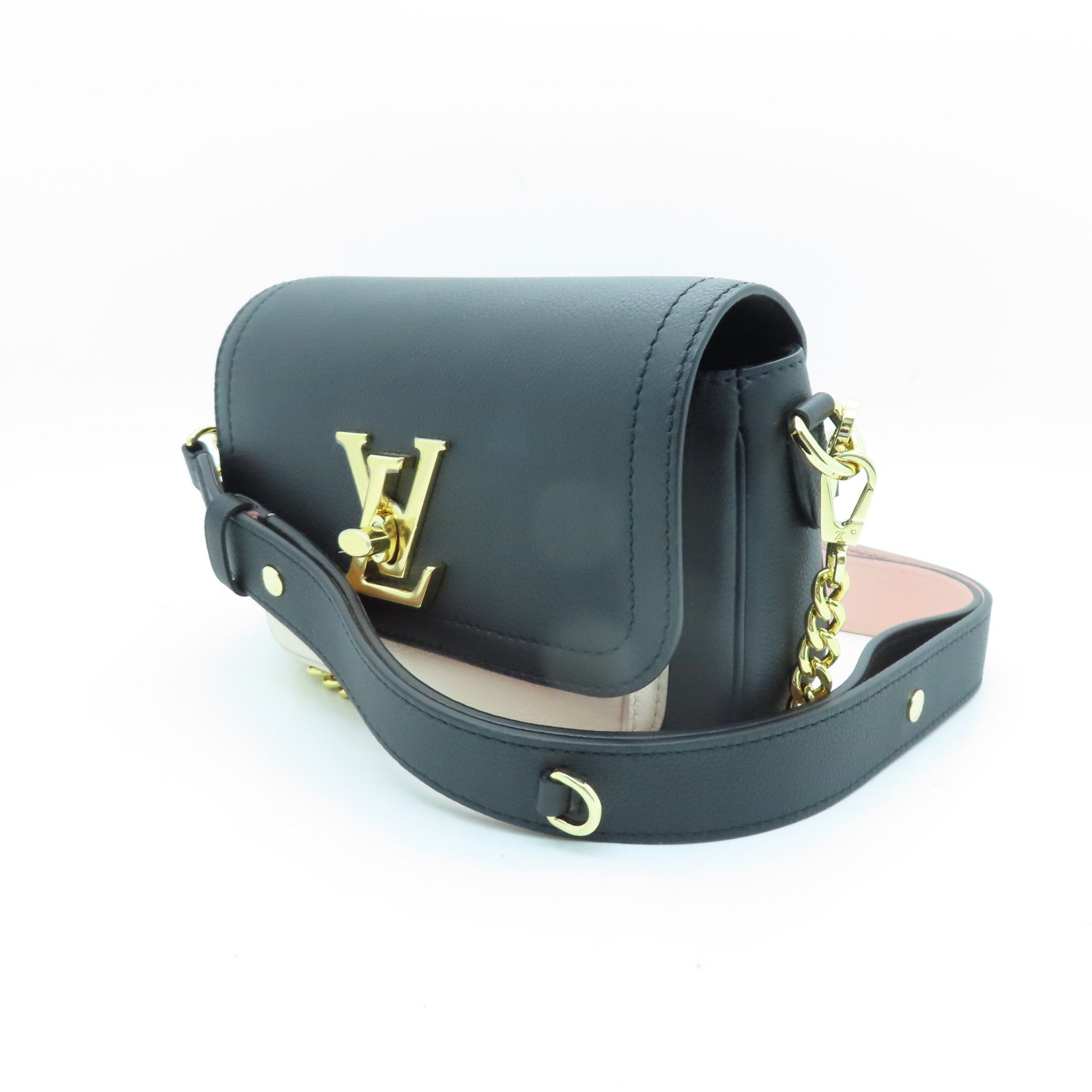 LOUIS VUITTON 牛皮皮革Lockme Tender金扣肩背袋黑色