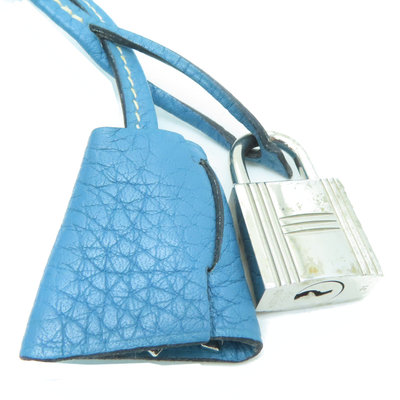 HERMES 【激減優惠】Clemence皮革Victoria 35銀扣肩背袋藍色