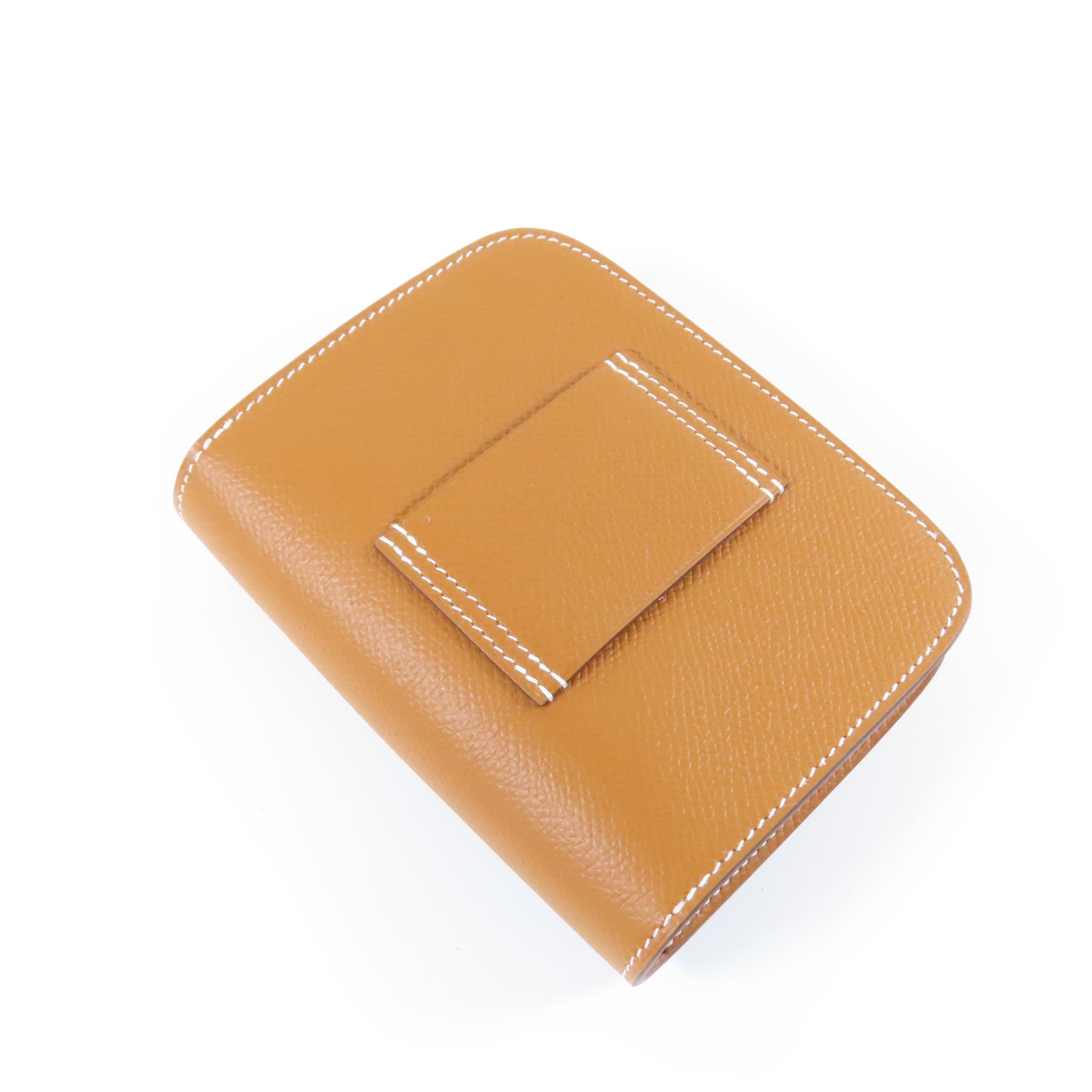 HERMES Epsom皮革Constance Slim銀扣錢包Gold經典駝色
