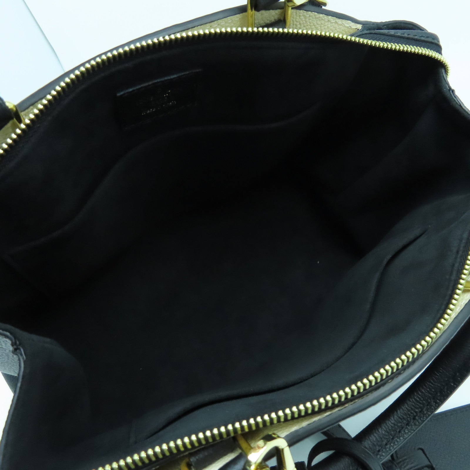 LOUIS VUITTON Monogram Empreinte Petit Palais金扣手挽肩背兩用袋黑色/米色