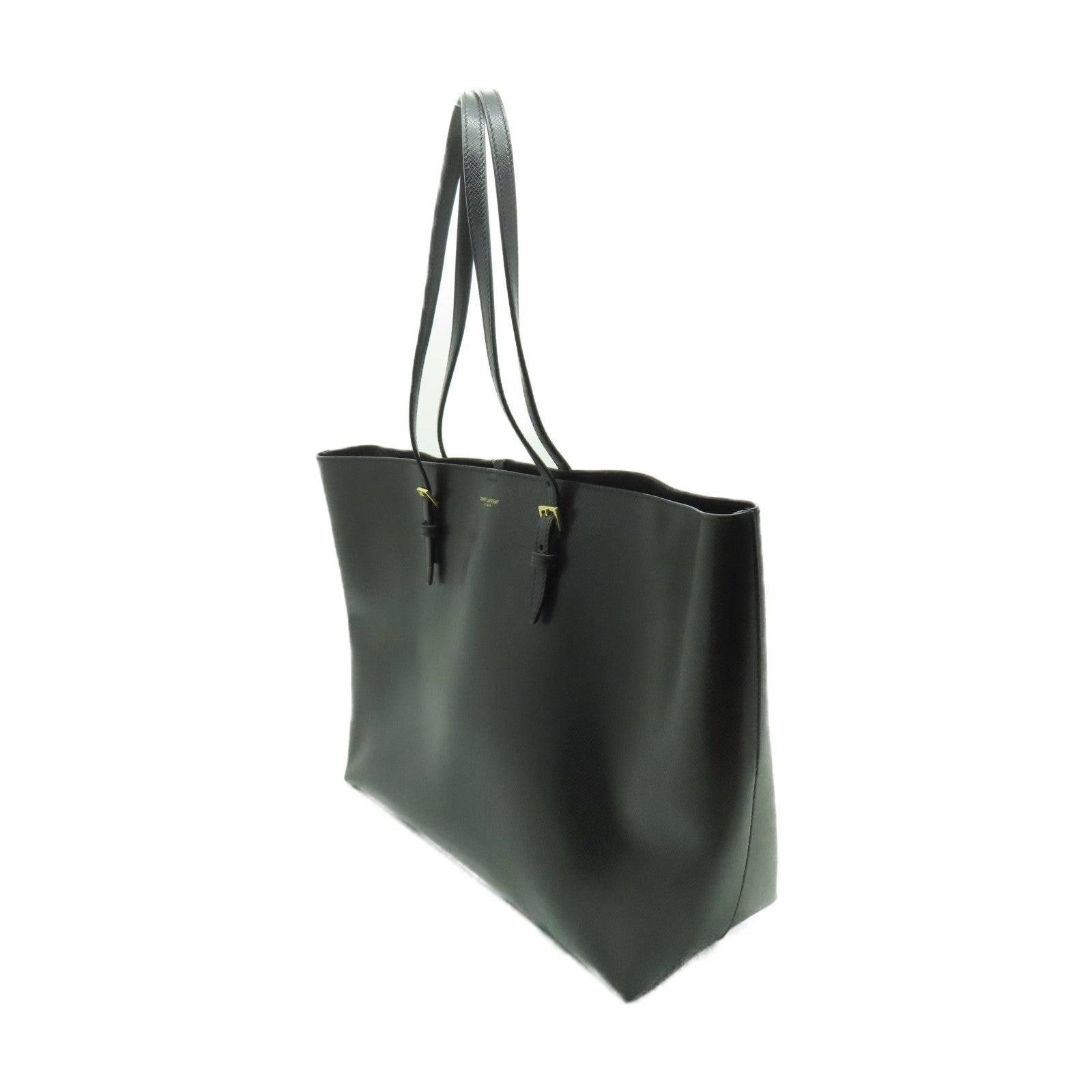 SAINT LAURENT 牛皮皮革Tote Bag金扣手挽袋黑色