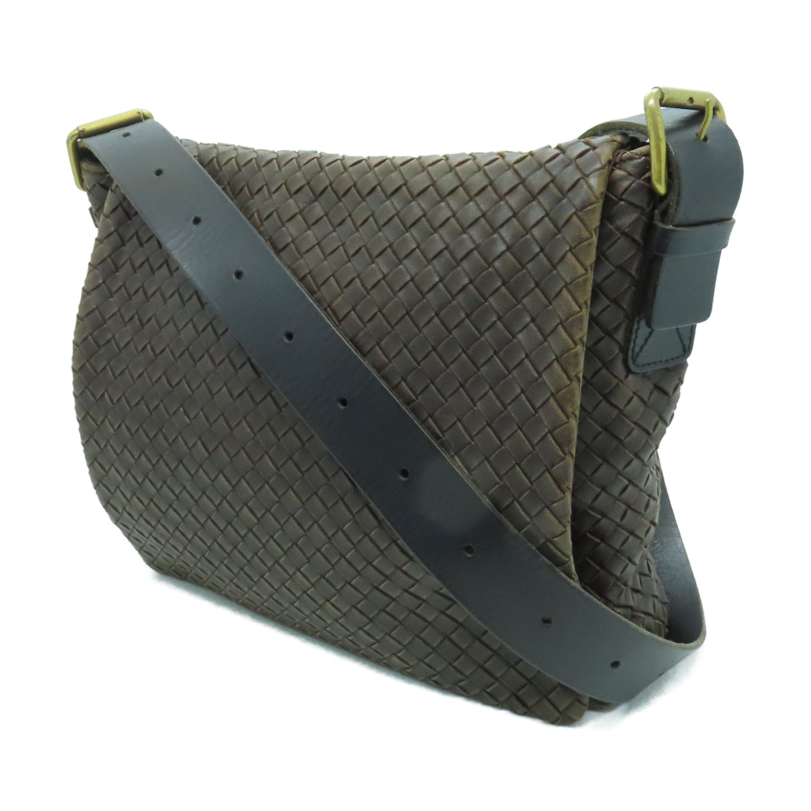 BOTTEGA VENETA 織紋羊皮皮革Shoulder Bag肩背袋棕色
