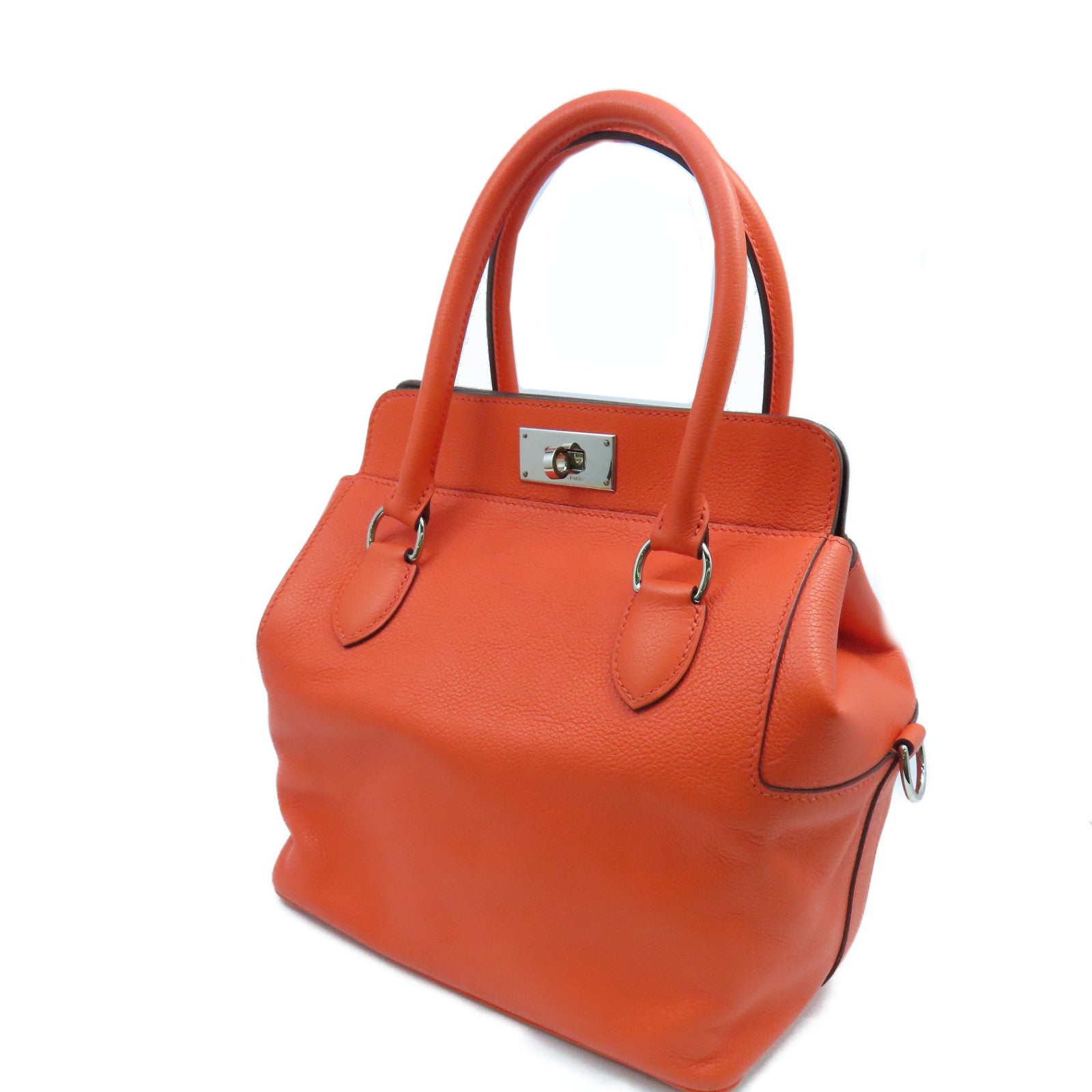 HERMES Evercolor Toolbox 20银扣肩背袋Orange Poppy橙色