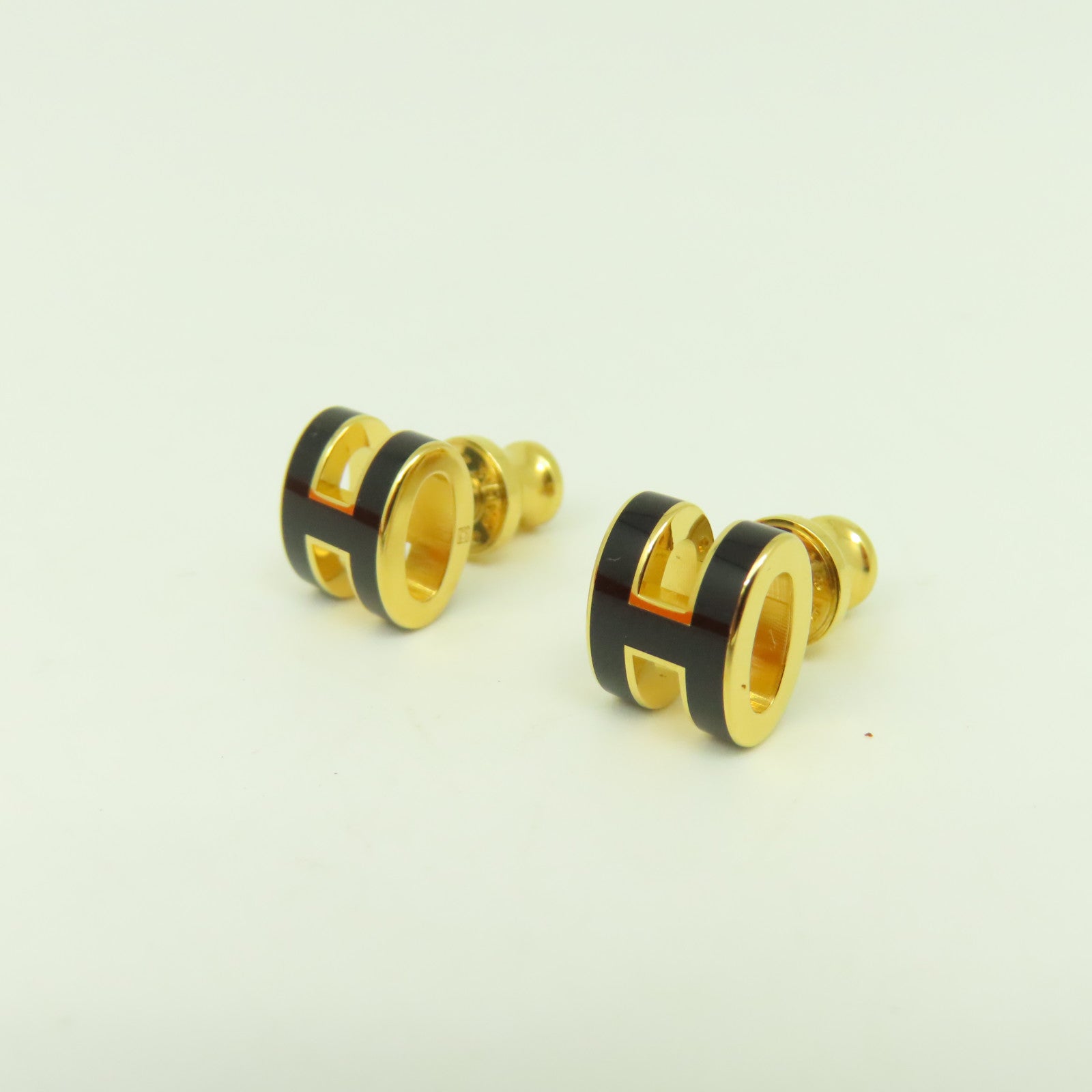 HERMES 金屬Mini Pop H Earrings耳環黑色/金色
