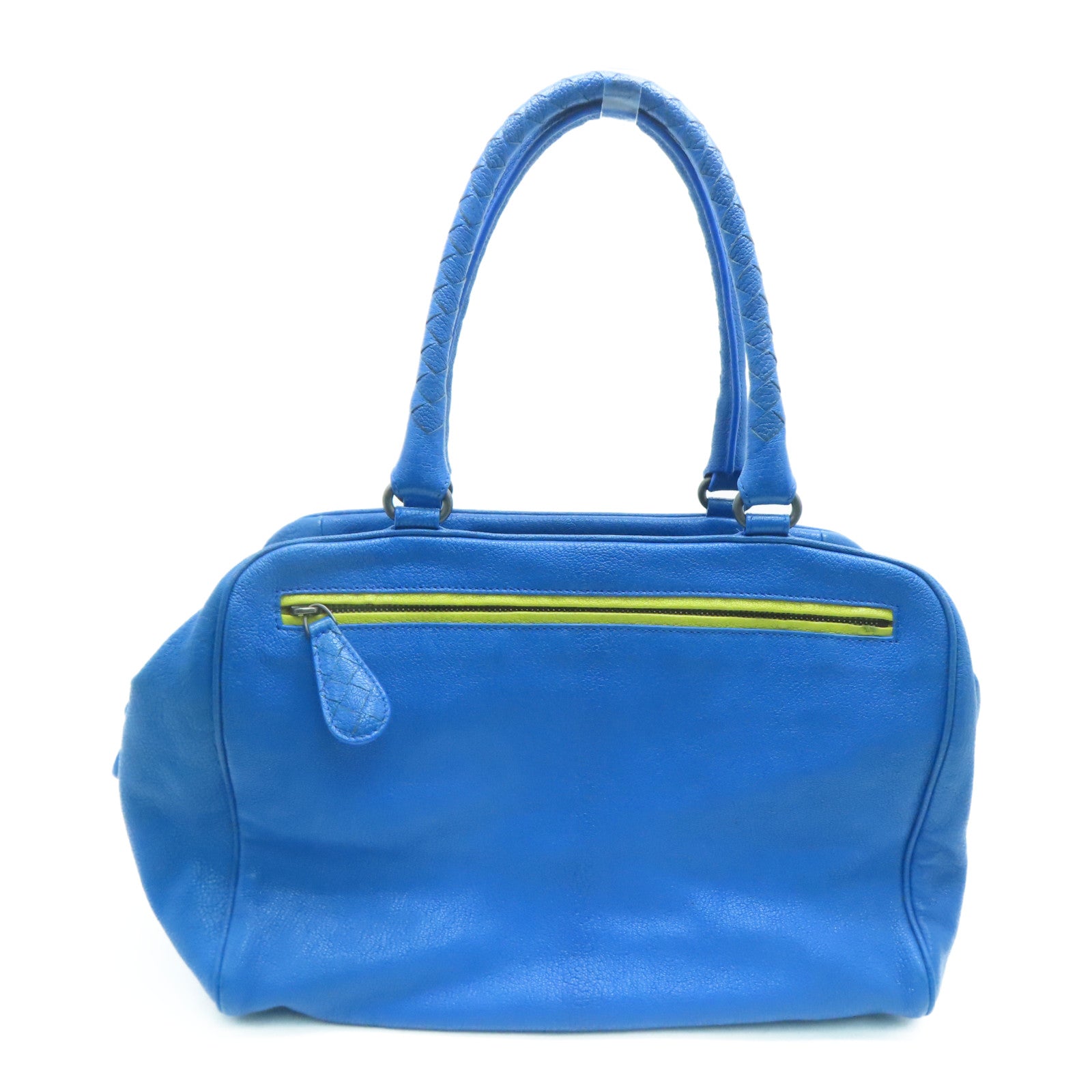 BOTTEGA VENETA 牛皮皮革Boston Bag手挽袋/肩背袋蓝色/黄色
