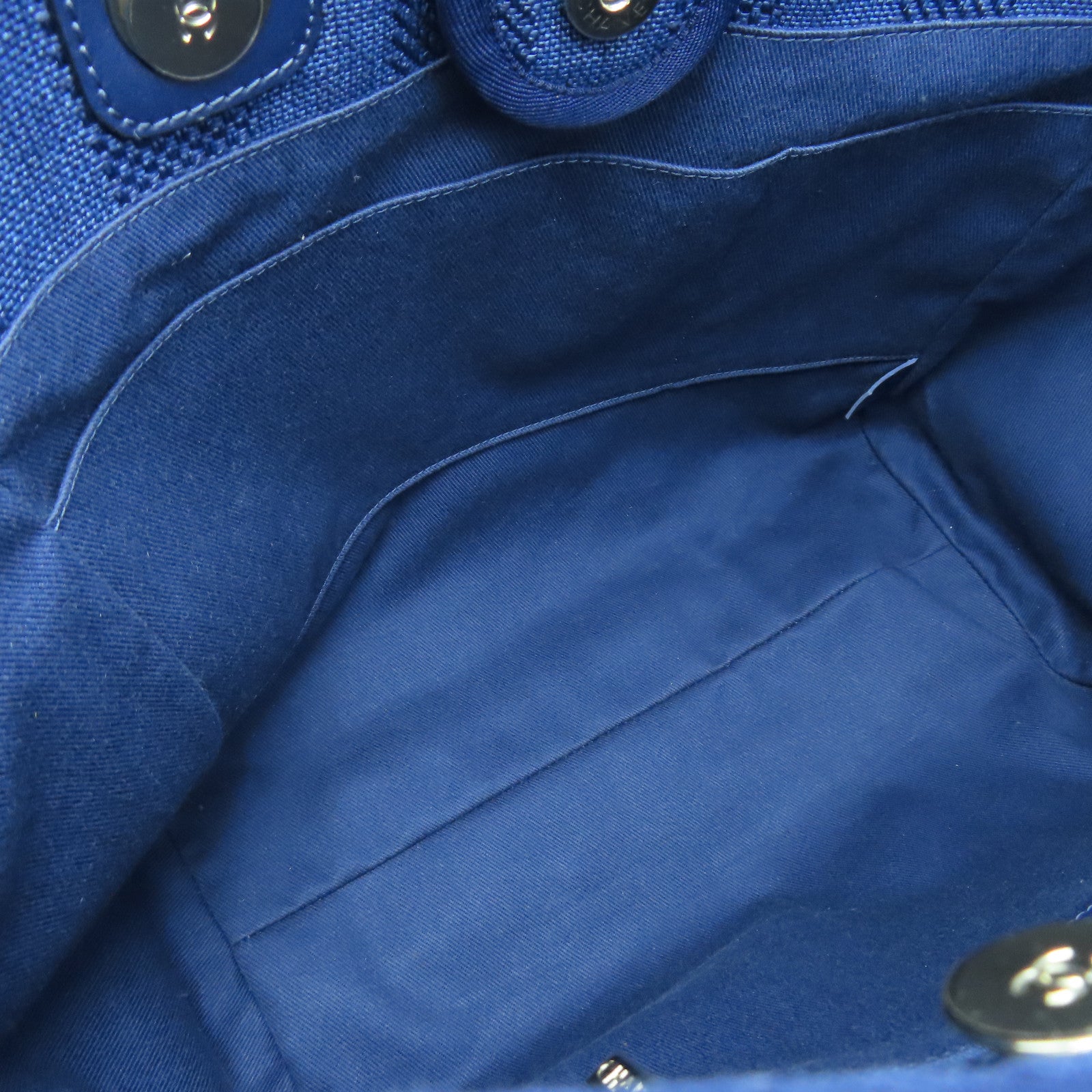 CHANEL 帆布Deauville Tote金扣鏈帶肩背袋藍色