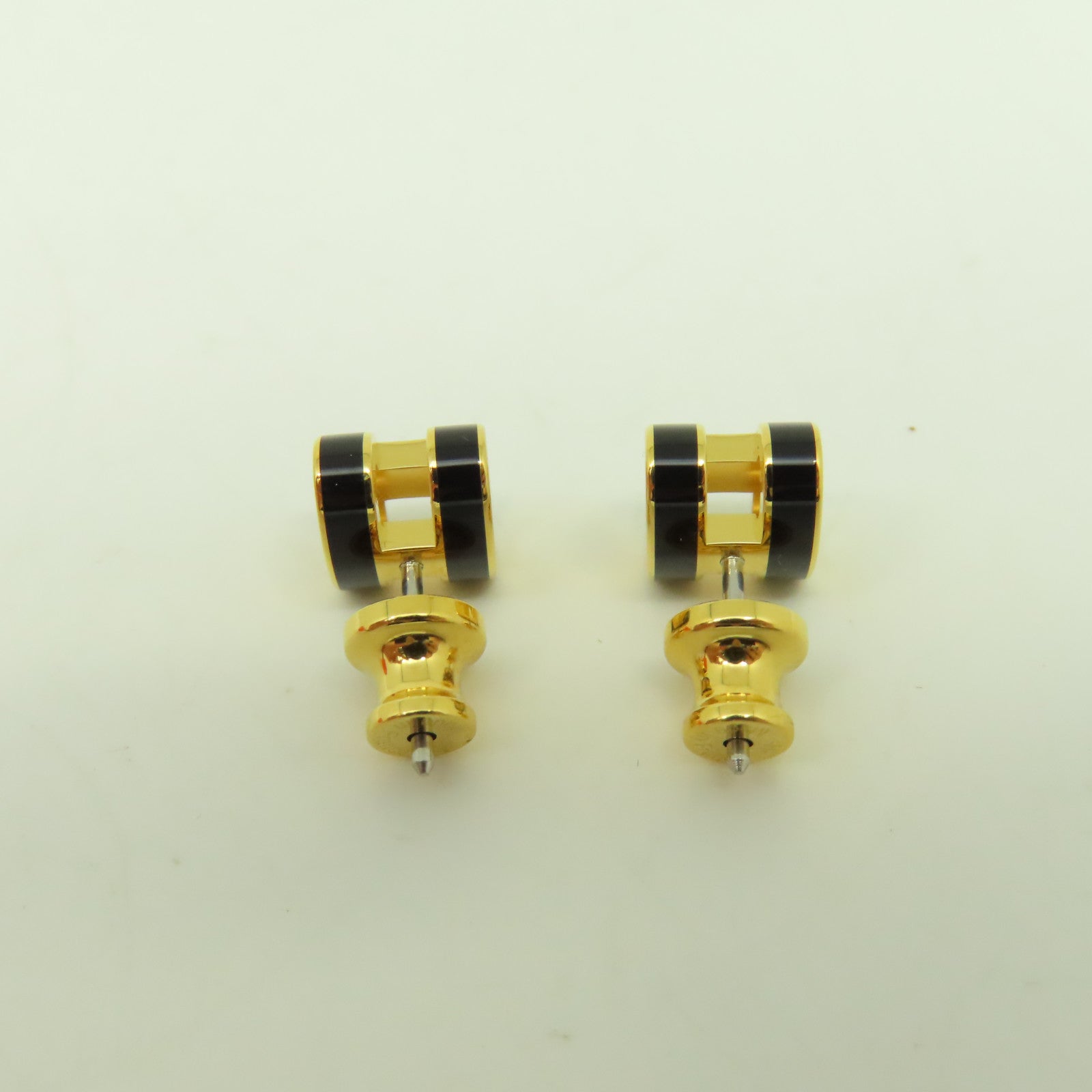 HERMES 金屬Mini Pop H Earrings耳環黑色/金色