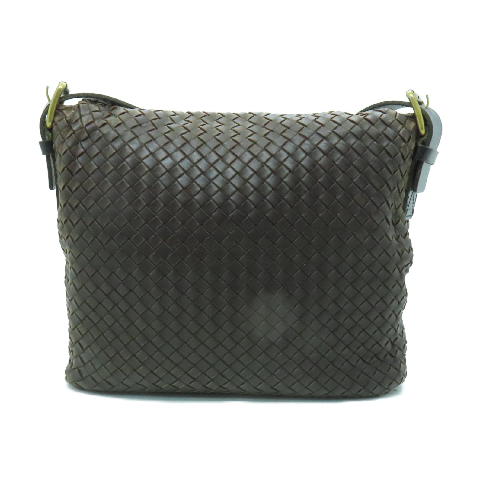 BOTTEGA VENETA 織紋羊皮皮革Shoulder Bag肩背袋棕色