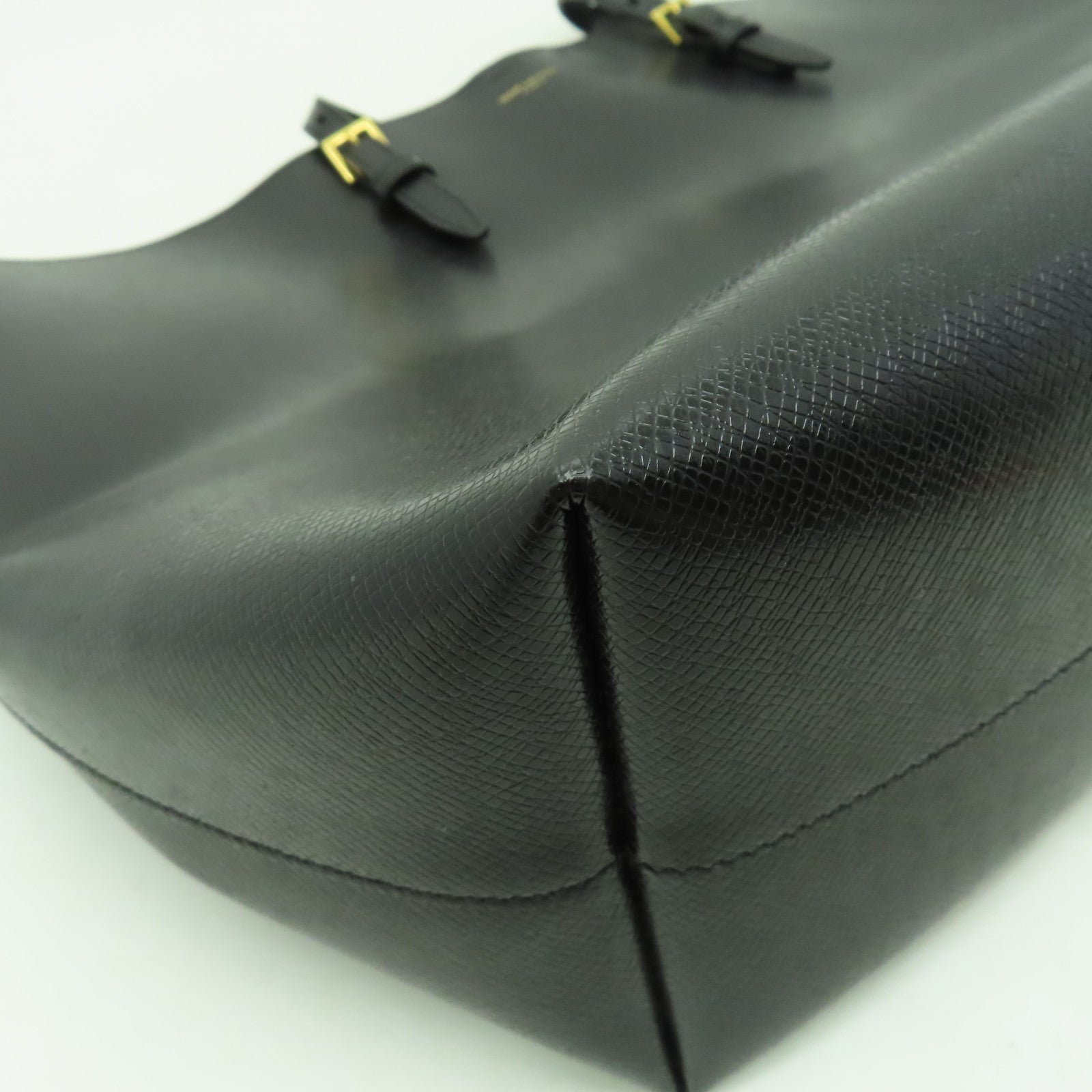 SAINT LAURENT 牛皮皮革Tote Bag金扣手挽袋黑色