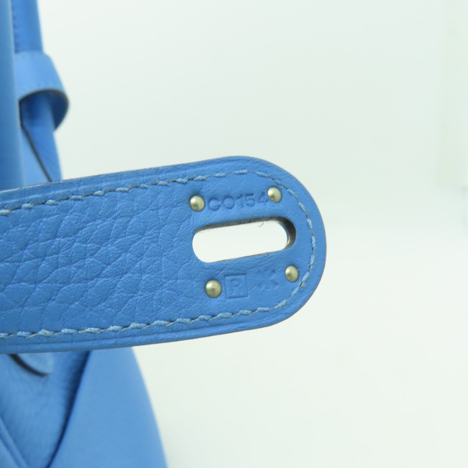 HERMES Clemence皮革Lindy 34銀扣手挽肩背兩用袋淺藍色