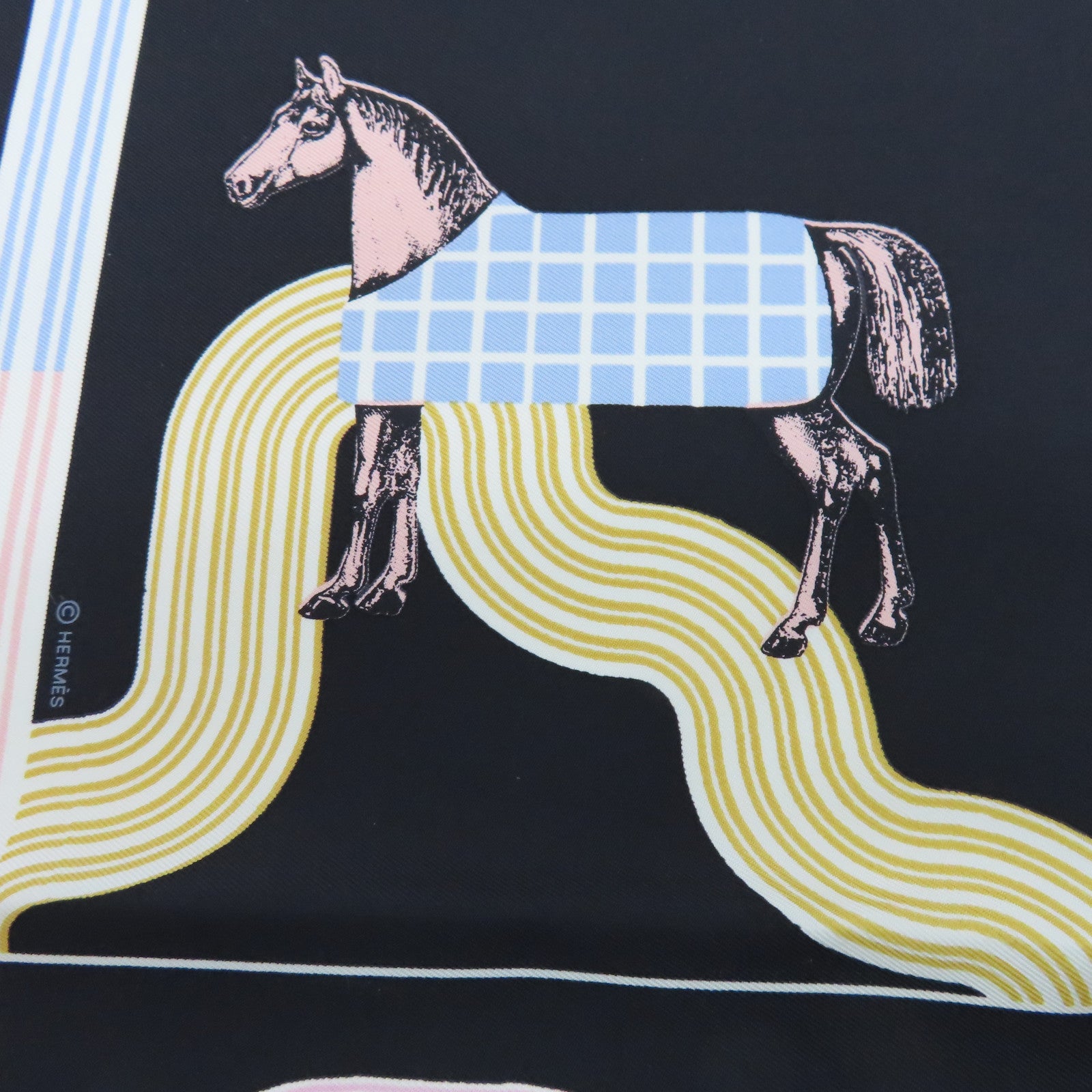 HERMES Silk Scarf Black